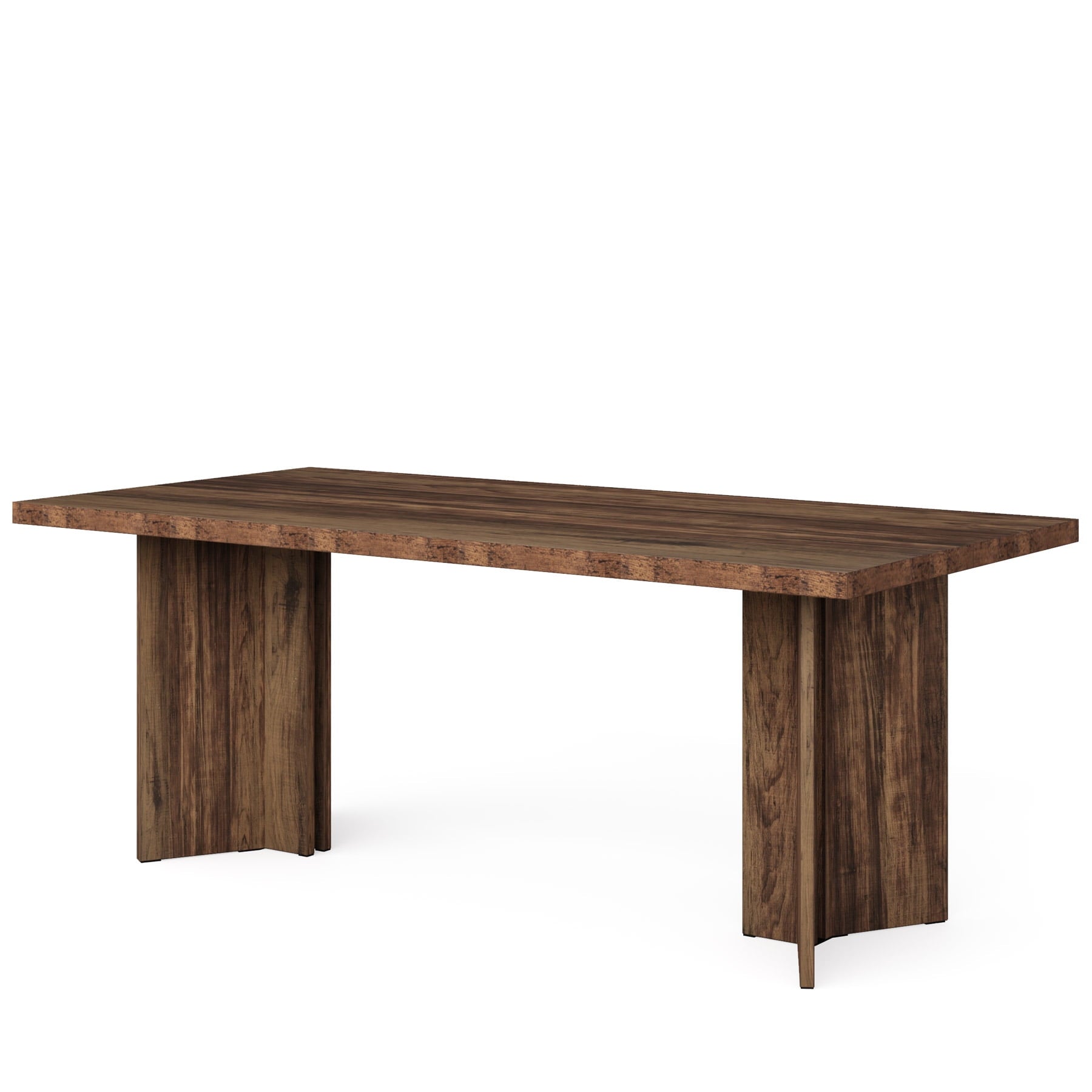 Fnova 63 Rectangular Modern Dining Table, Wooden Modern Kitchen Table for 6 People for Dining Room, Warm Brown (Chairs Not Included)