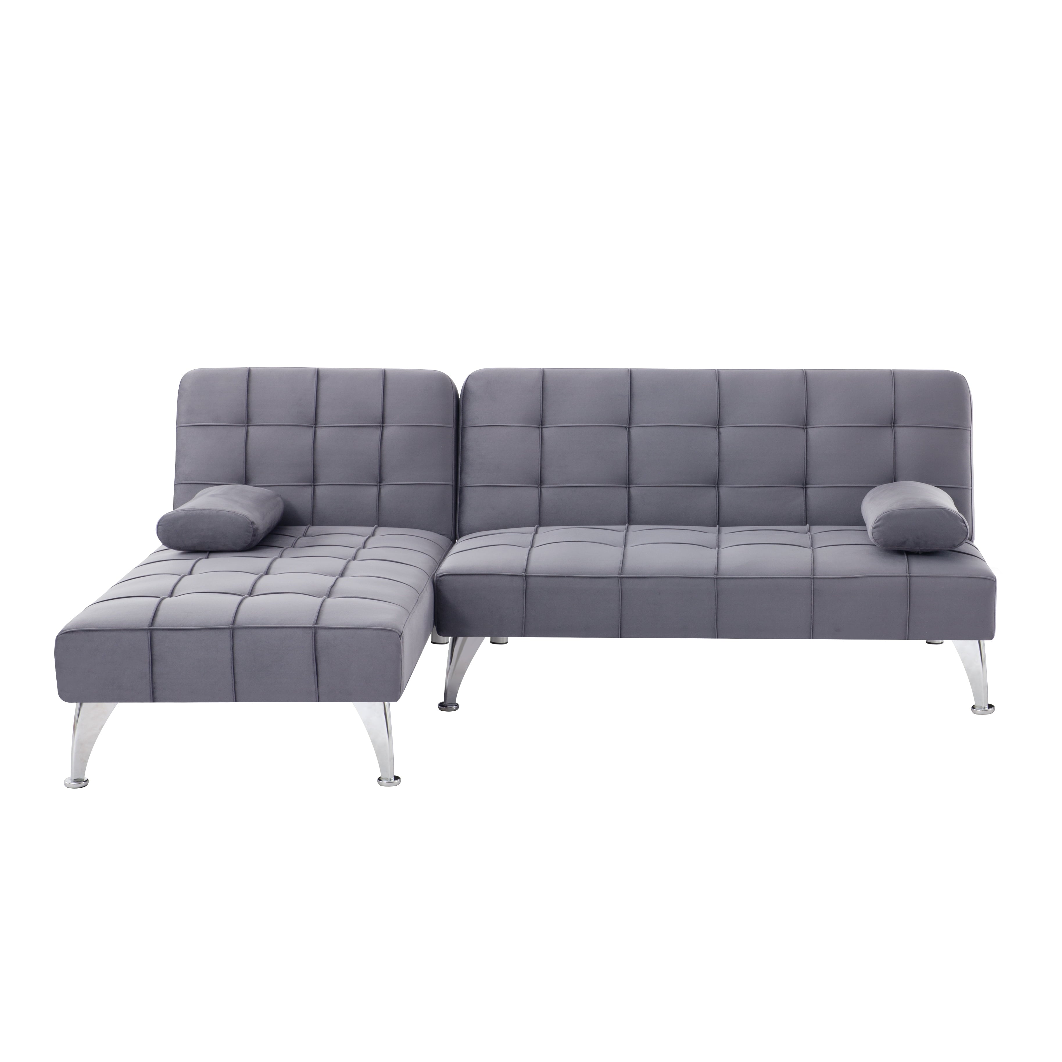 Gewnee 78.35”L-Shaped Velvet Reversible Sectional Sleeper Sofa,Futon Sofa with Adjustable Split Back & Chaise,Couch for Home,Office and Guest Room.Black