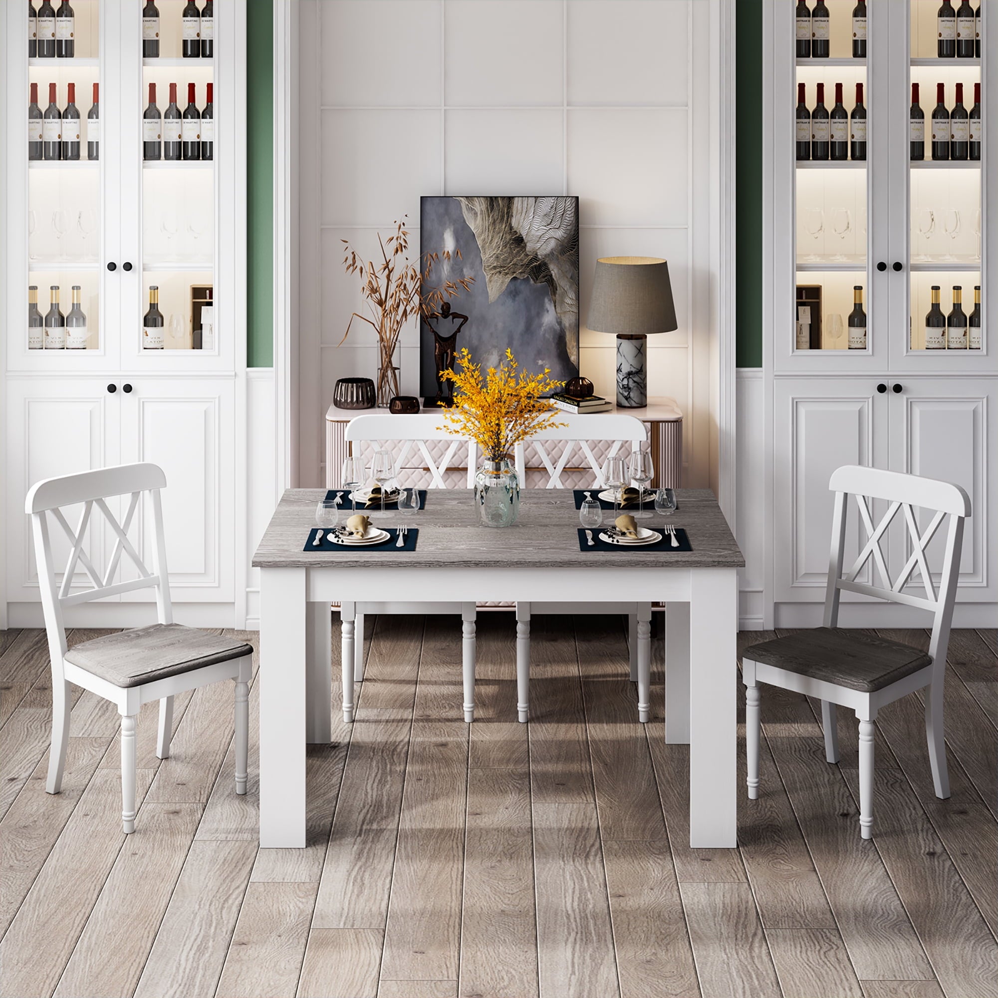Costway Dining Table 47 Inch Kitchen Dining Table Rectangular for Small Space Dark Gray