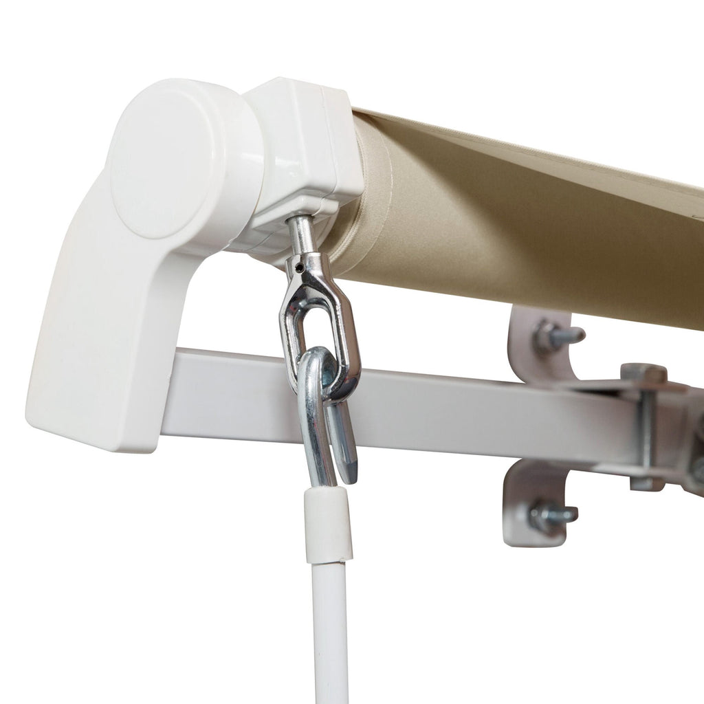 Patio Umbrellas Outsunny 12' x 8' Retractable Awning Patio Awnings Sun Shade Shelter with Manual Crank Handle, 280g/m² UV & Water-Resistant Fabric and Aluminum Frame for Deck, Balcony, Yard, Cream Wh