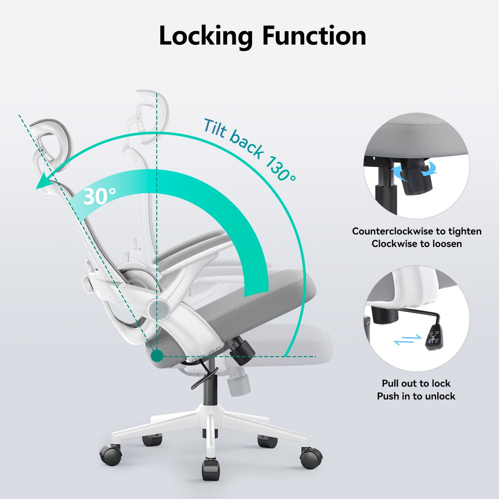 Sihoo Ergonomic Office Chair with Adjustable Lumbar Support, Mesh Backrest, 3D Armrests, 2D Headrest, Tall Seat, Recline