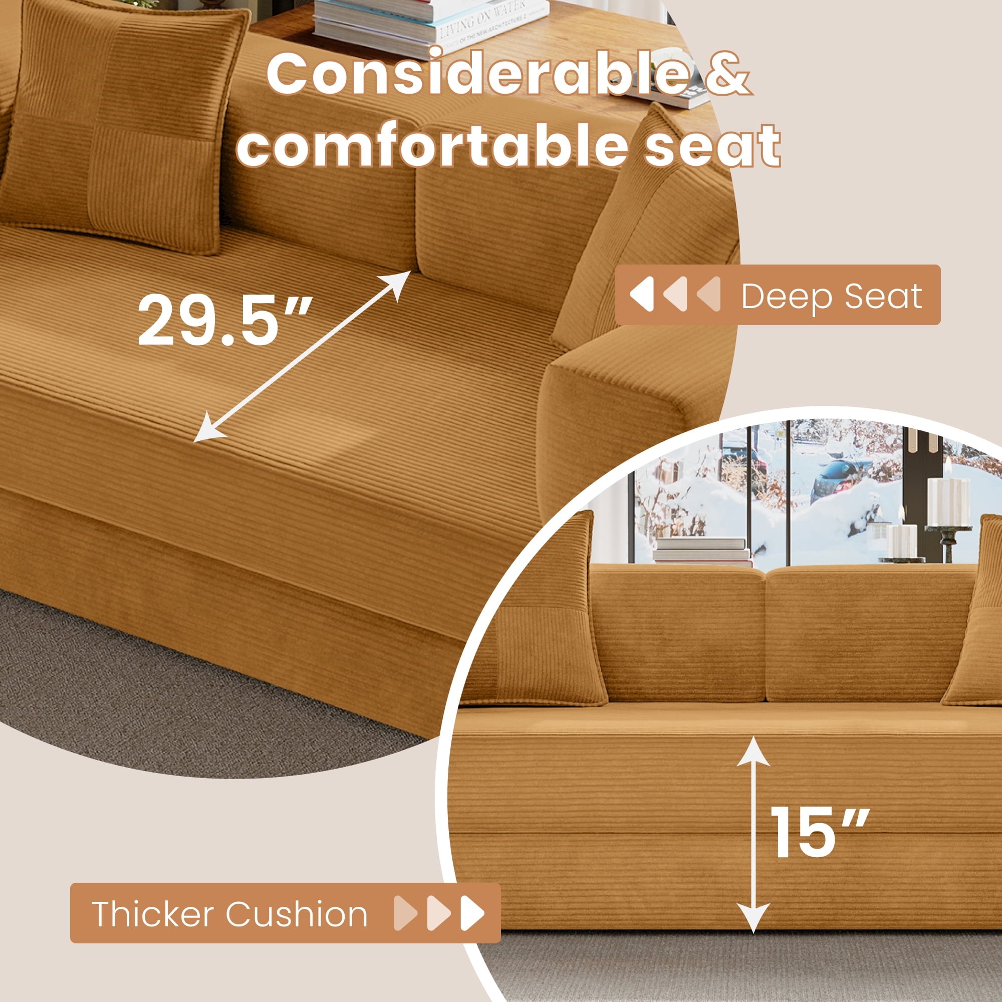 BELHOME 5-in-1 Convertible Sofa Bed, 78.8 Sleeper Sofa Boneless Couch with Side Pockets, Folding Floor Sofa Compression Sofa for Living Rooms No Assembly Required
