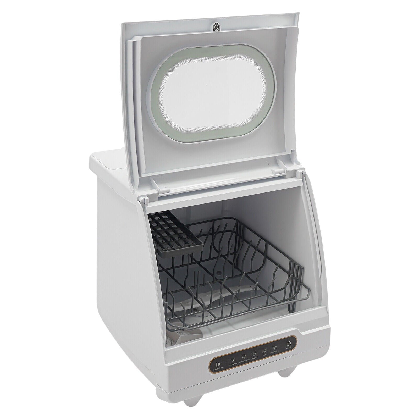 1200W Portable White Countertop Dishwasher Compact Dishwasher 5 Washing Programs