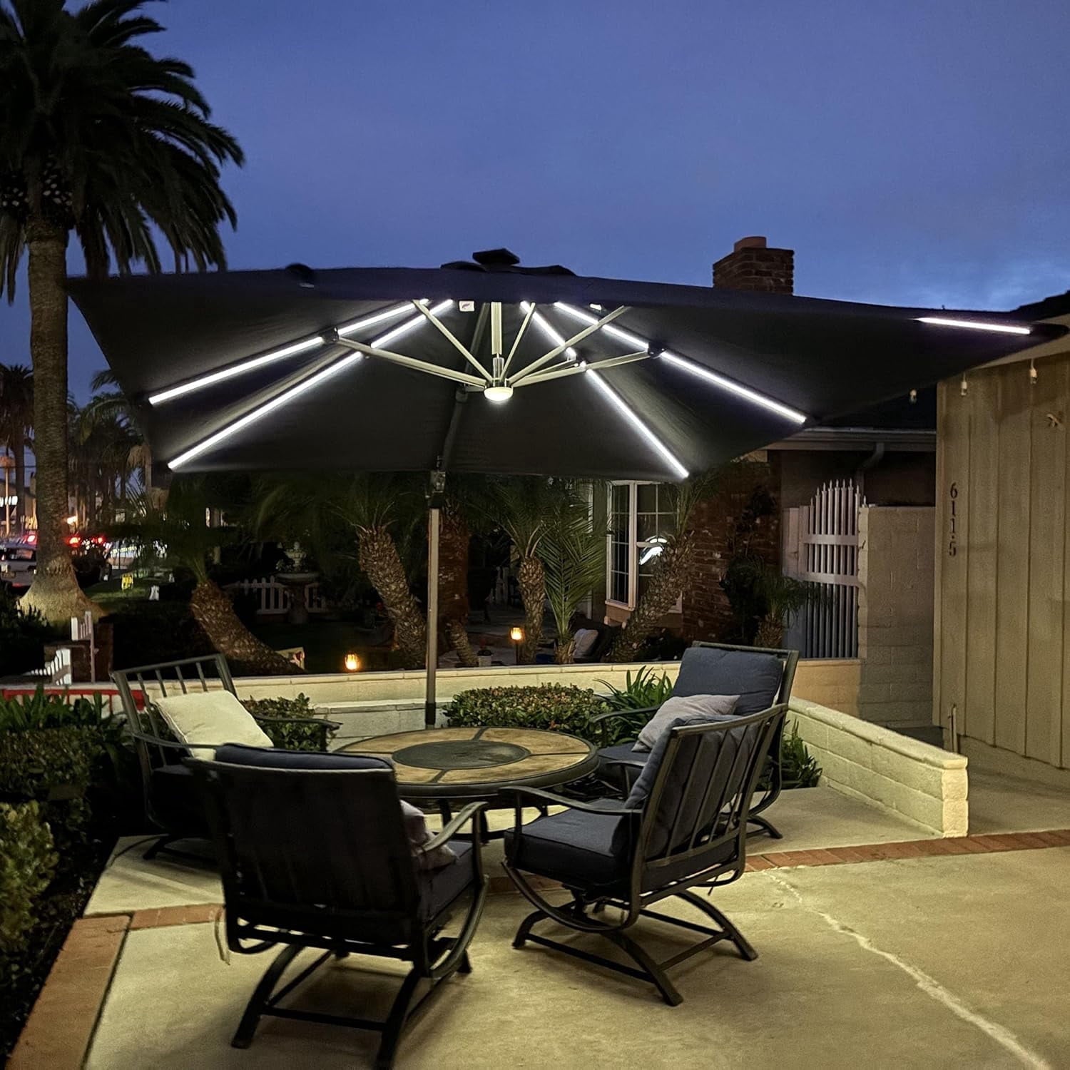 PURPLE LEAF 9x11.5 Ft Cantilever Umbrella Rectangle Outdoor Patio Umbrella Large Offset Hanging Umbrella Aluminum Umbrella with 360°Rotation Adjustable Garden Pool Umbrella,Turquoise Blue