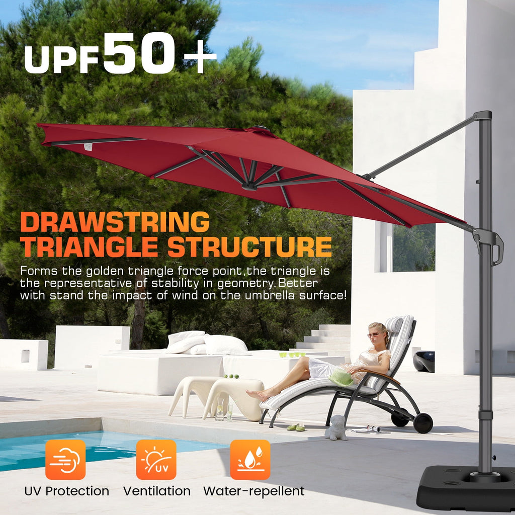COBIZI 10x10ft Patio Cantilever Umbrella Double Roof Large Rectangular Deck Offset Umbrellas, Square Outdoor Patio Umbrella with 360°Rotation & Heavy-Duty Aluminum Frame,for Poolside Garden,Beige
