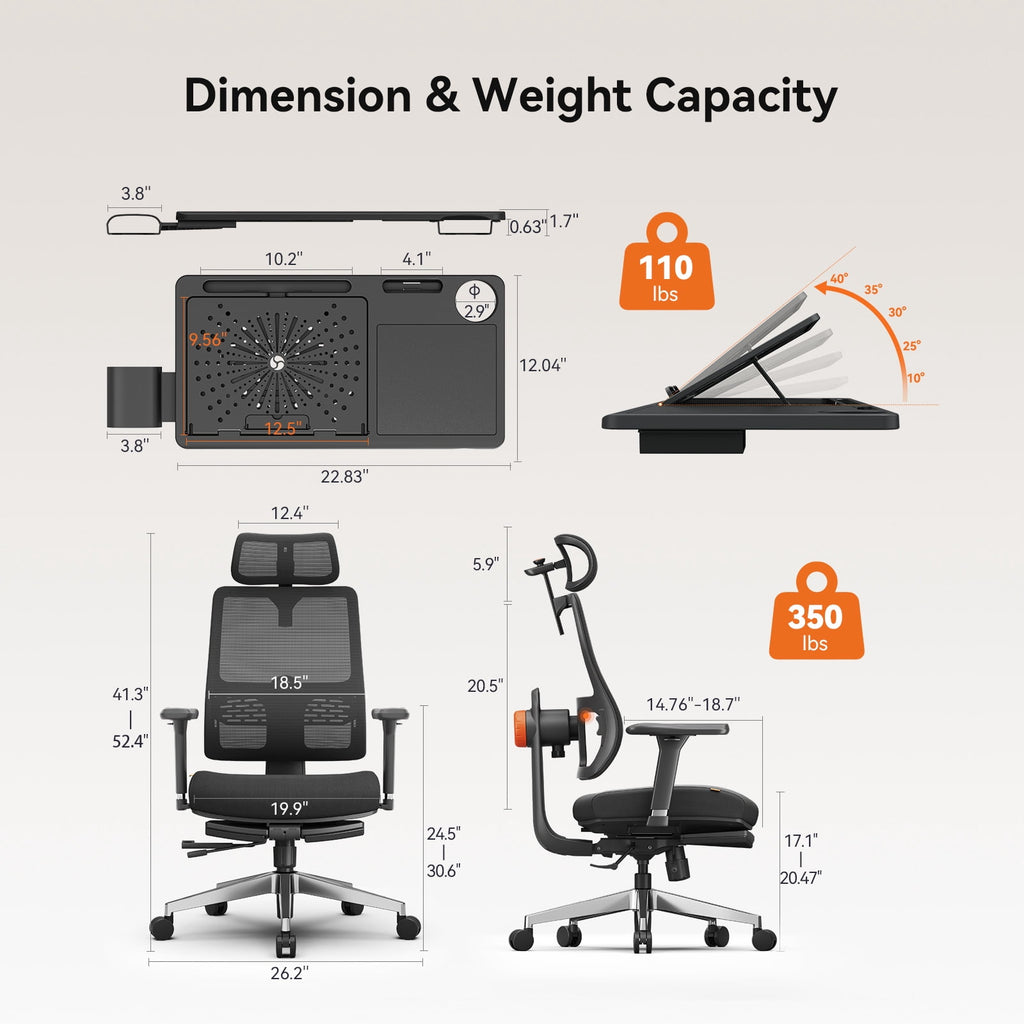 Newtral MagicH-PRO Ergonomic Chair with Laptop Tray for Home Office & Gaming