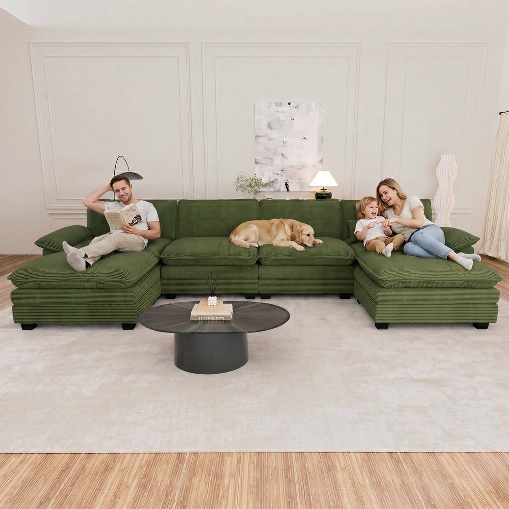 Muumblus 80.5 Corduroy Loveseat Sofa, Oversized Upholstered 2-Seater Fluffy Cloud Sleeper Couch for Living Room/Apt, Pink