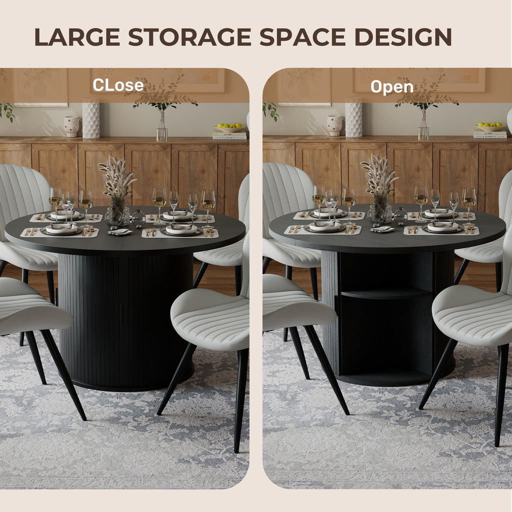 Hawsaiy 3-Piece Dining Table Set for 2, 31.5 Round Dining Table Set with 2 Upholstered Dining Chairs, Modern Farmhouse Table Set for Dining Room (Black+Black)