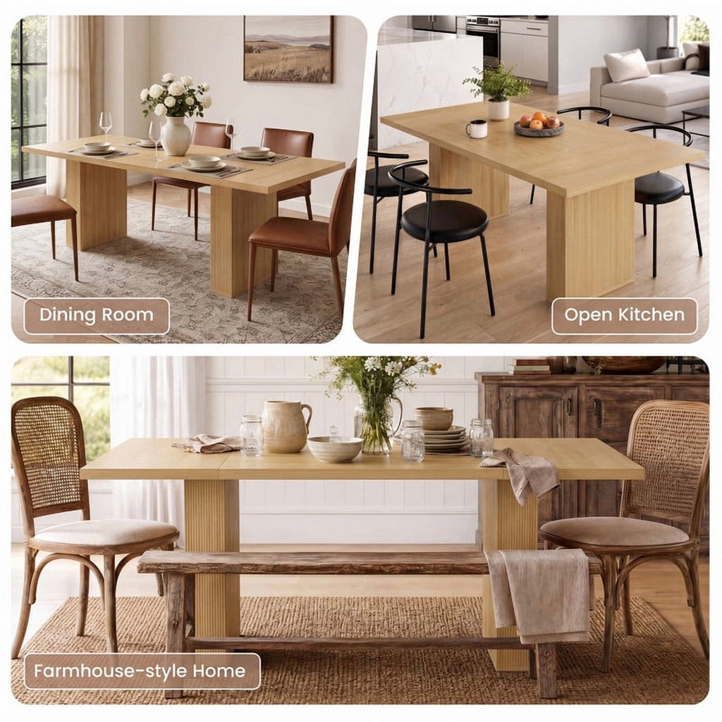 Hawsaiy Dining Table Set for 4, 78 Farmhouse Dining Table with 4 Upholstered Dining Chairs, Large Kitchen Table Set with Modern Shell Back Chairs & Metal Legs for Dining Room(Walnut + Black)