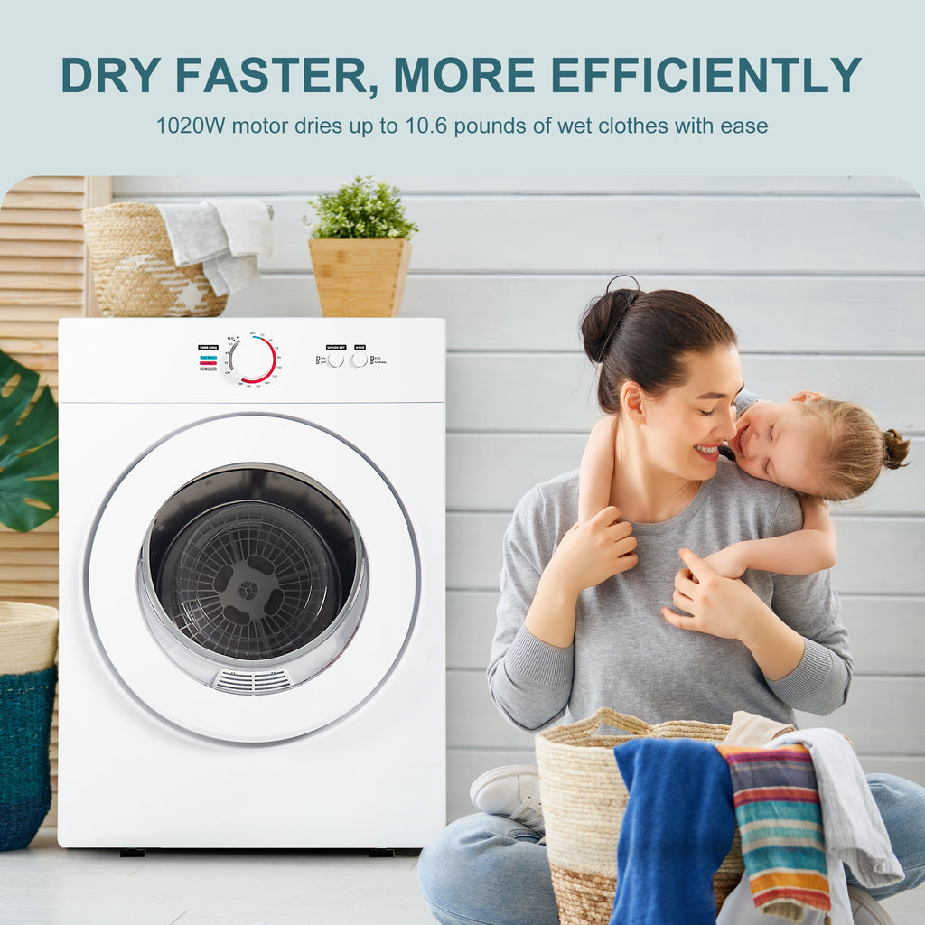 Simzlife 1.6 Cu. ft. Portable Clothes Dryer, Electric Compact Dryer Machine, 19.5 in W, 23.6 in H