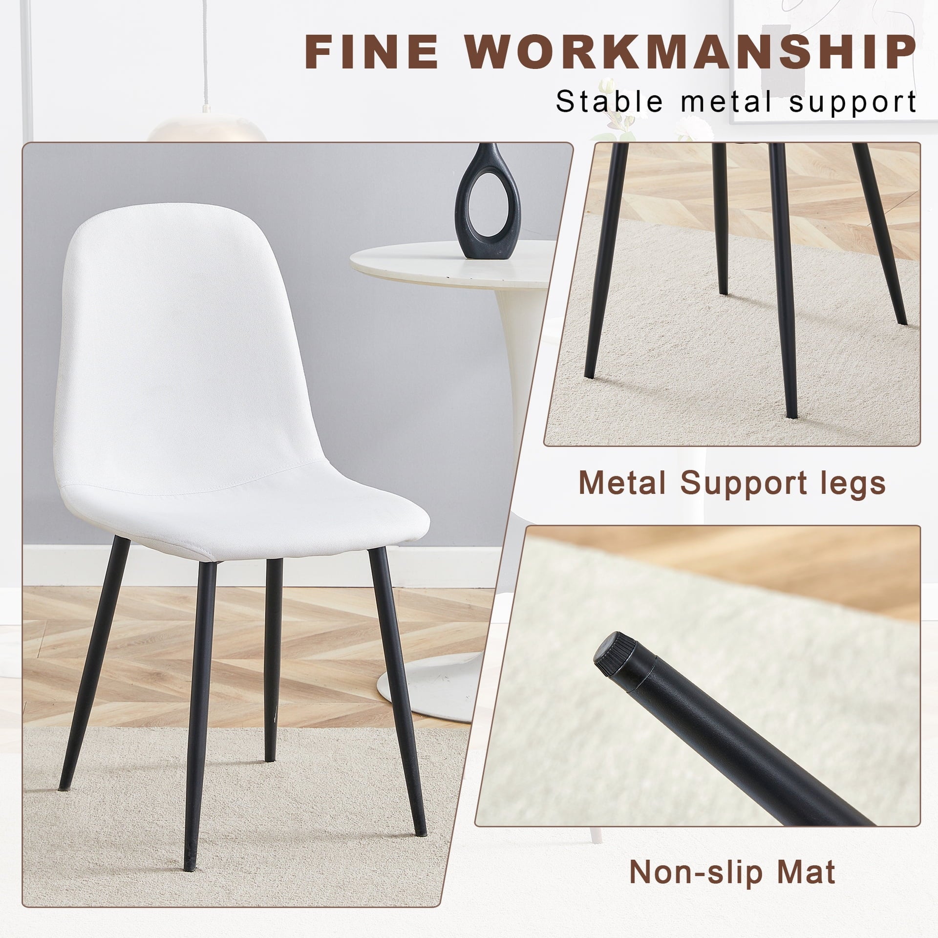 JUFU 55 Dining Table Set for 4, Modern Table and Chairs Set of 4, 5 Piece Dining Table Set Include Wooden Kitchen Table and 4 Faux Leather Chairs Ideal for Kitchen Dining Room Easy to Assemble