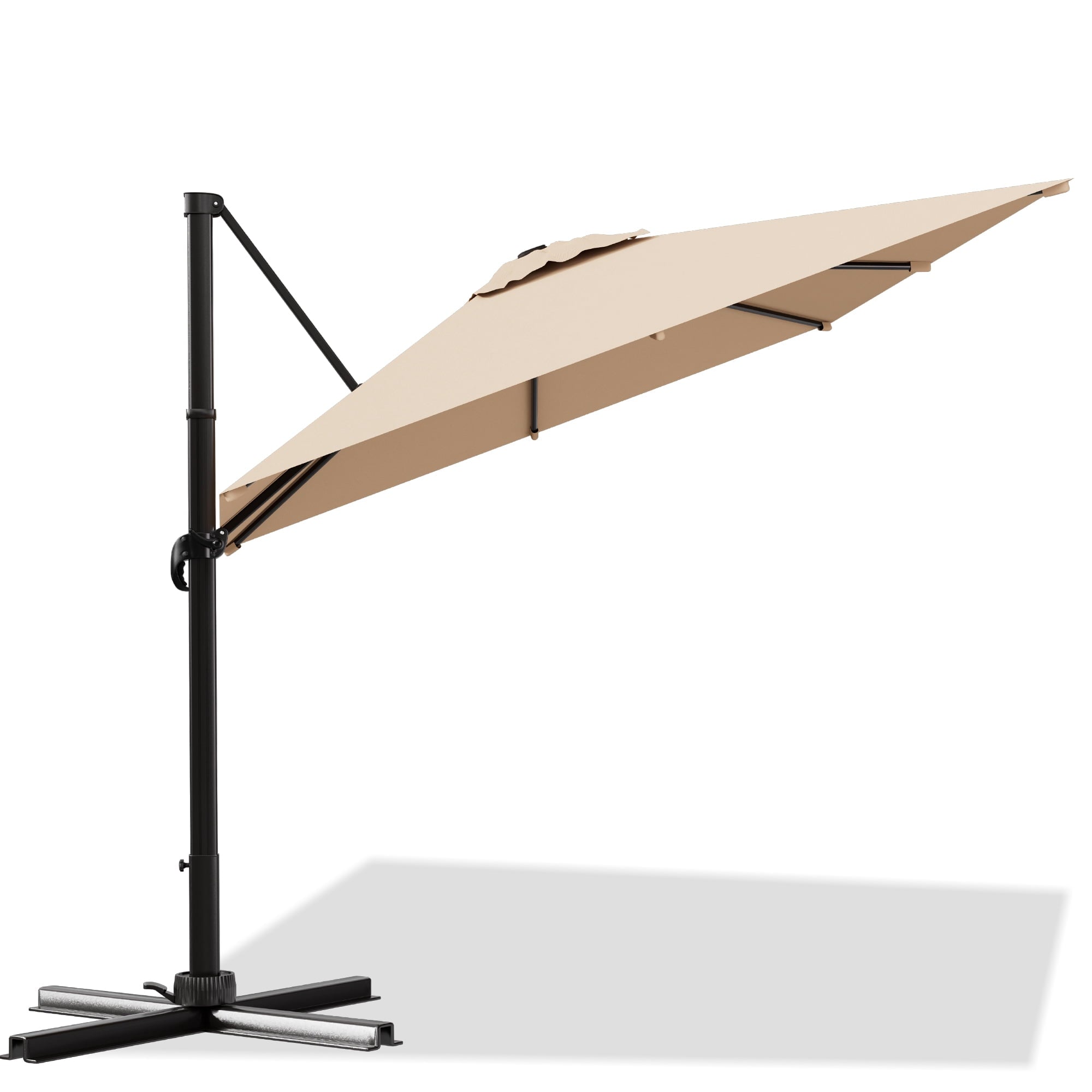 Easthome 10 × 10FT Square Cantilever Patio Umbrella, 360° Rotating Offset Umbrella with Crank, 8 ribs, Outdoor Hanging Roman Umbrella for Garden Deck Backyard, Red