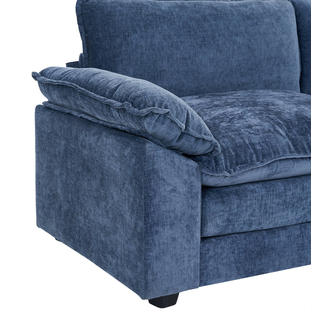 Ktaxon Sectional Sofa L Shaped Couch with Chaise Living Room Sleeper Set, 2 Seats with Chenille and Double Layer Cushions 86 W Beige