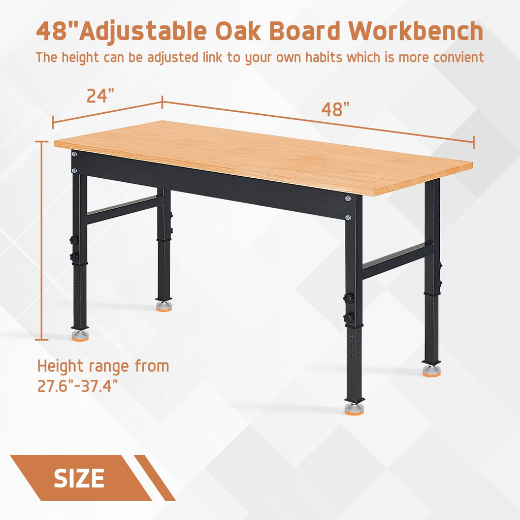 NETAJE 60 Heavy-Duty Work Bench Adjustable Workbench Work Table 2000 lb Load Capacity w/ Power Outlets for Garage, Workshop, Workstation