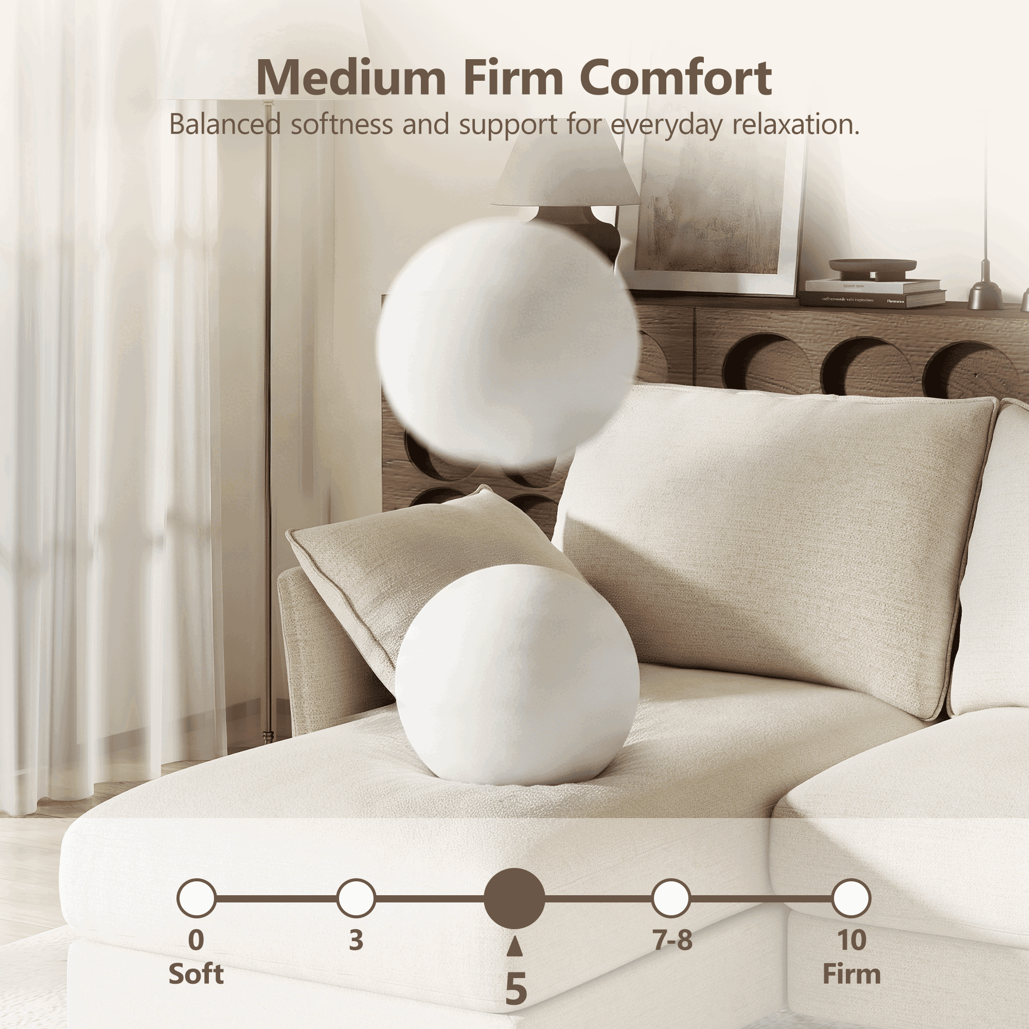 BedLuxury 100 U-Shape Sectional Sofa with Chaise, Chenille Modern Couch with High Legs for Living Room, Apartment, Beige