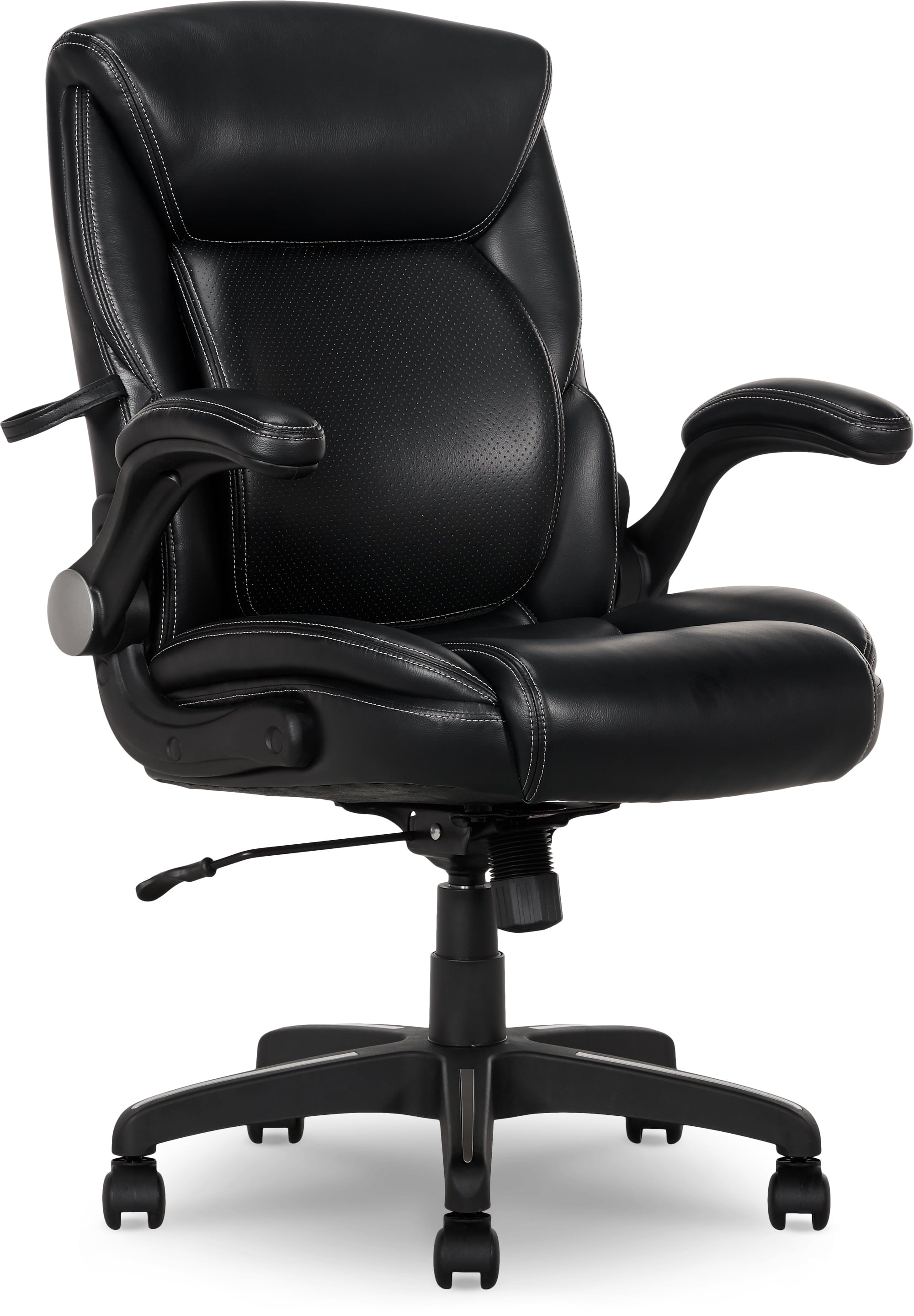 Serta Air Lumbar Bonded Leather Manager Office Chair, Gray Faux Leather