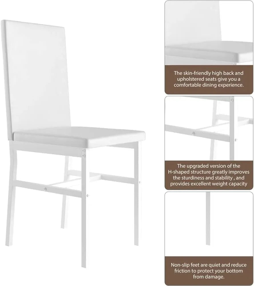 MOOSENG Dining Table Set for 4, Faux Marble Kitchen Table and Chairs Set of 4, 5-Piece Dining Room Set with PU Leather Upholstered Chairs for Small Space, Gray