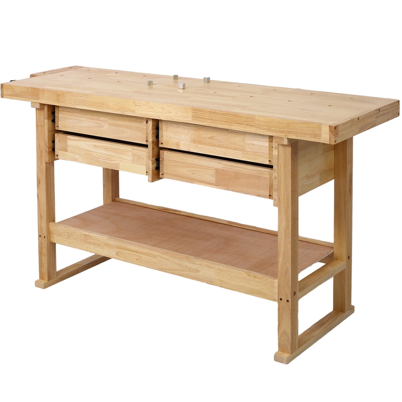 55-Inch Wood Workbench - Wooden Workbench for Garage Workshop and Home,