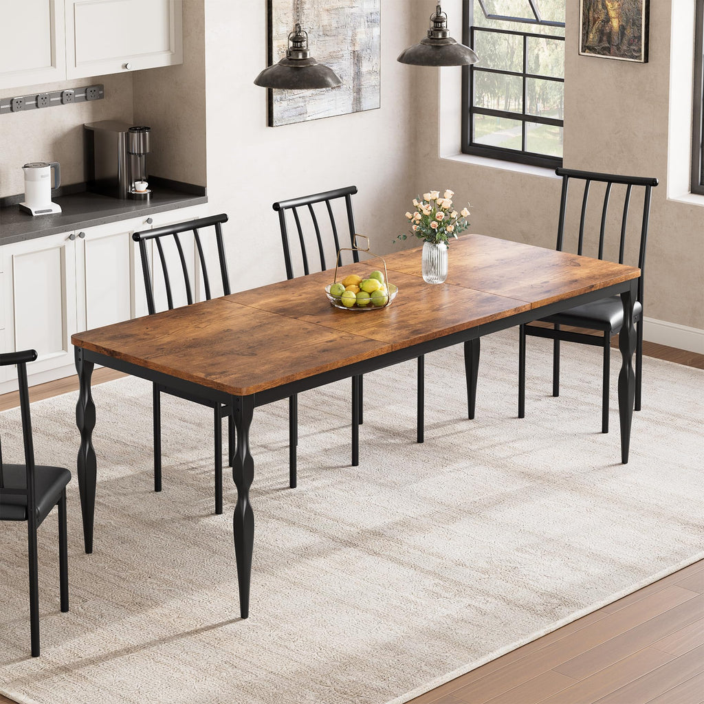 M optimized 78-inch Farmhouse Dining Table for 8, Rustic Rectangular Kitchen Table with Large Tabletop, Long Wooden Dining Room Table with Heavy Duty Legs
