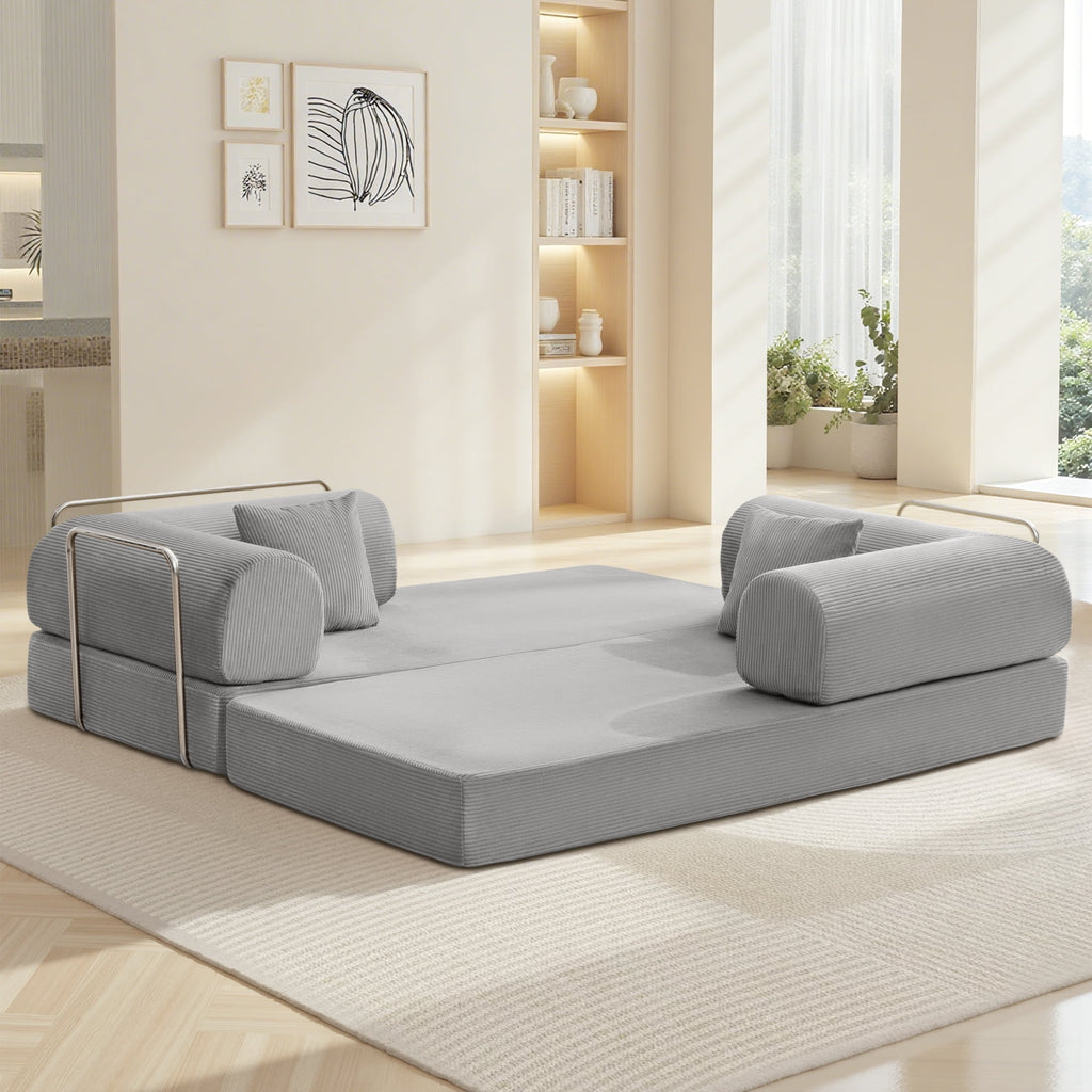 COOLHUT 63 W Combination Sofa, High Rebound Density Foam Sofa Couch, Two Forms Floor Couch Three Seats Sofa Bed for Living Room, Bedroom, Green