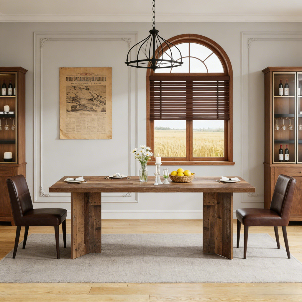 Fnova 63 Rectangular Modern Dining Table, Wooden Modern Kitchen Table for 6 People for Dining Room, Warm Brown (Chairs Not Included)