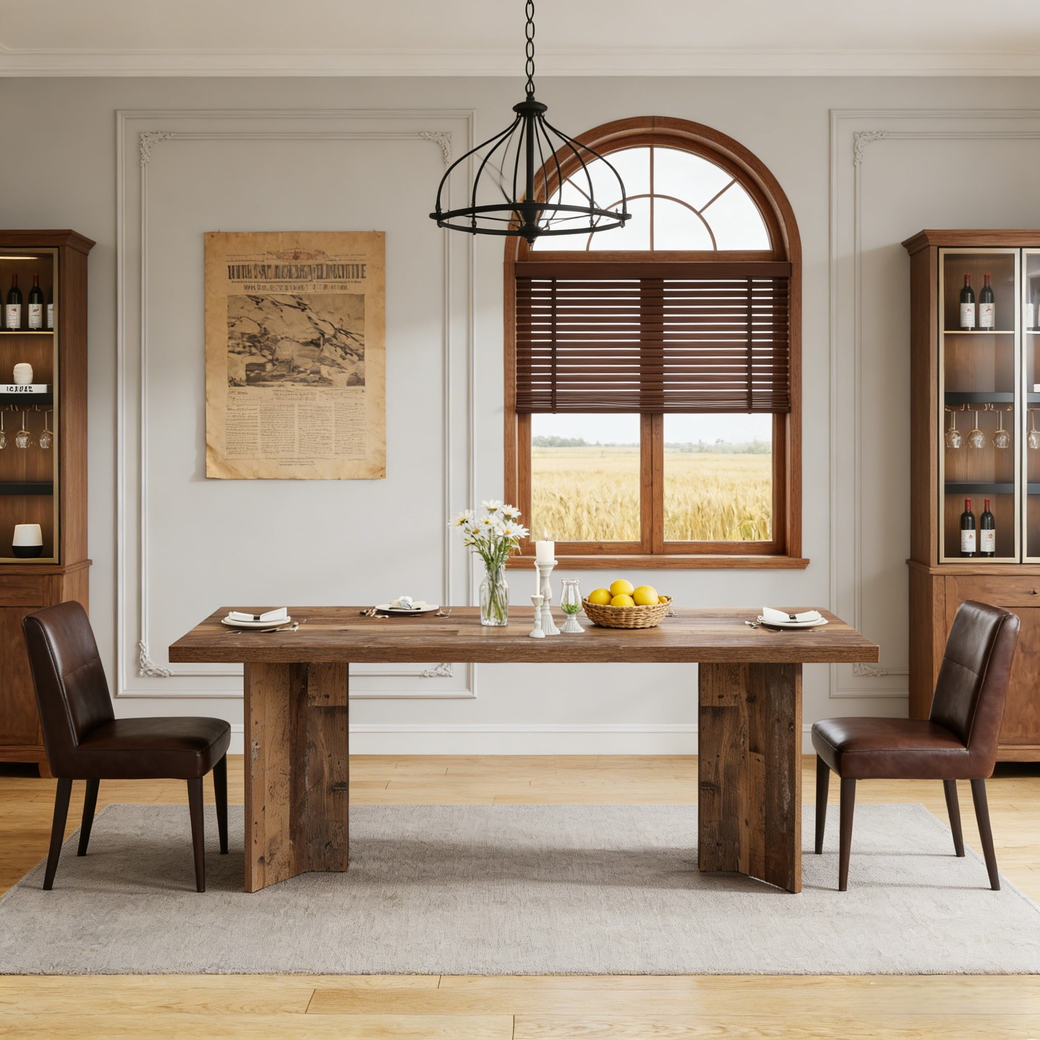 Fnova 63 Rectangular Modern Dining Table, Wooden Modern Kitchen Table for 6 People for Dining Room, Warm Brown (Chairs Not Included)