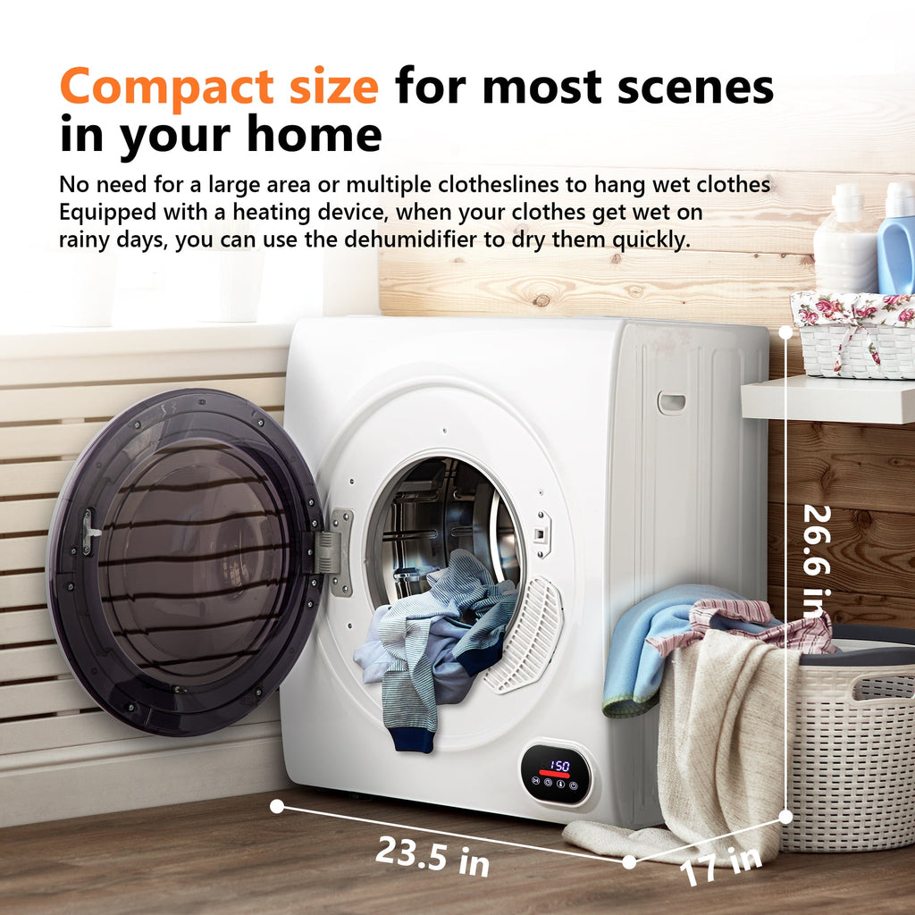 EUHOMY 2.6 Cu.ft Large Capacity Portable Dryer, 1400W Energy-Efficient & Quiet Drying for Apts, Dorms & RVs