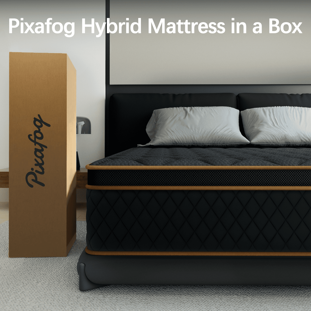Mronae 12 Full Mattress,Black Cooling Gel Memory & Spring Hybrid Medium Comfort Full Size Mattress in a Box,Audlt,CertiPUR-US