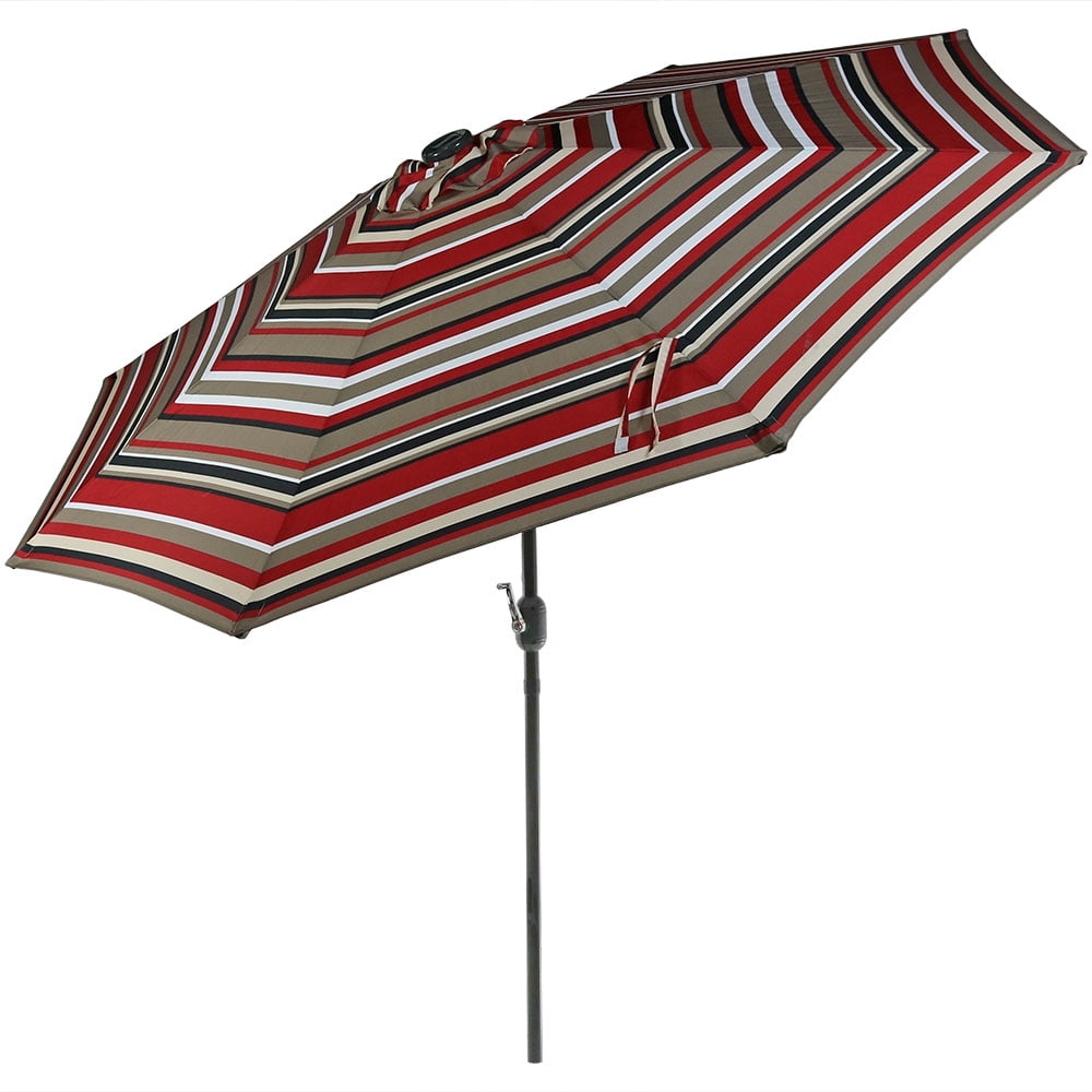 Sunnydaze Decor 91 Awning Striped Octagon Market Patio Umbrella, Adjustable Angle