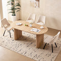 71 Natural Large Dining Table Set for 4 Modern Kitchen Table with Beige Boucle Upholstered Kitchen Chairs Set of 4