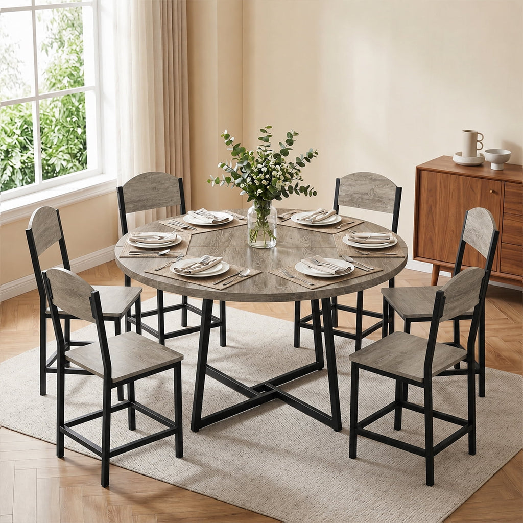 Gasee Dining Table, 43 Round Dining Table, Solid Wood Thickened Table Top Kitchen Dining Table,Dining Table for Dining Room, Home(Only Table),Rustic Brown
