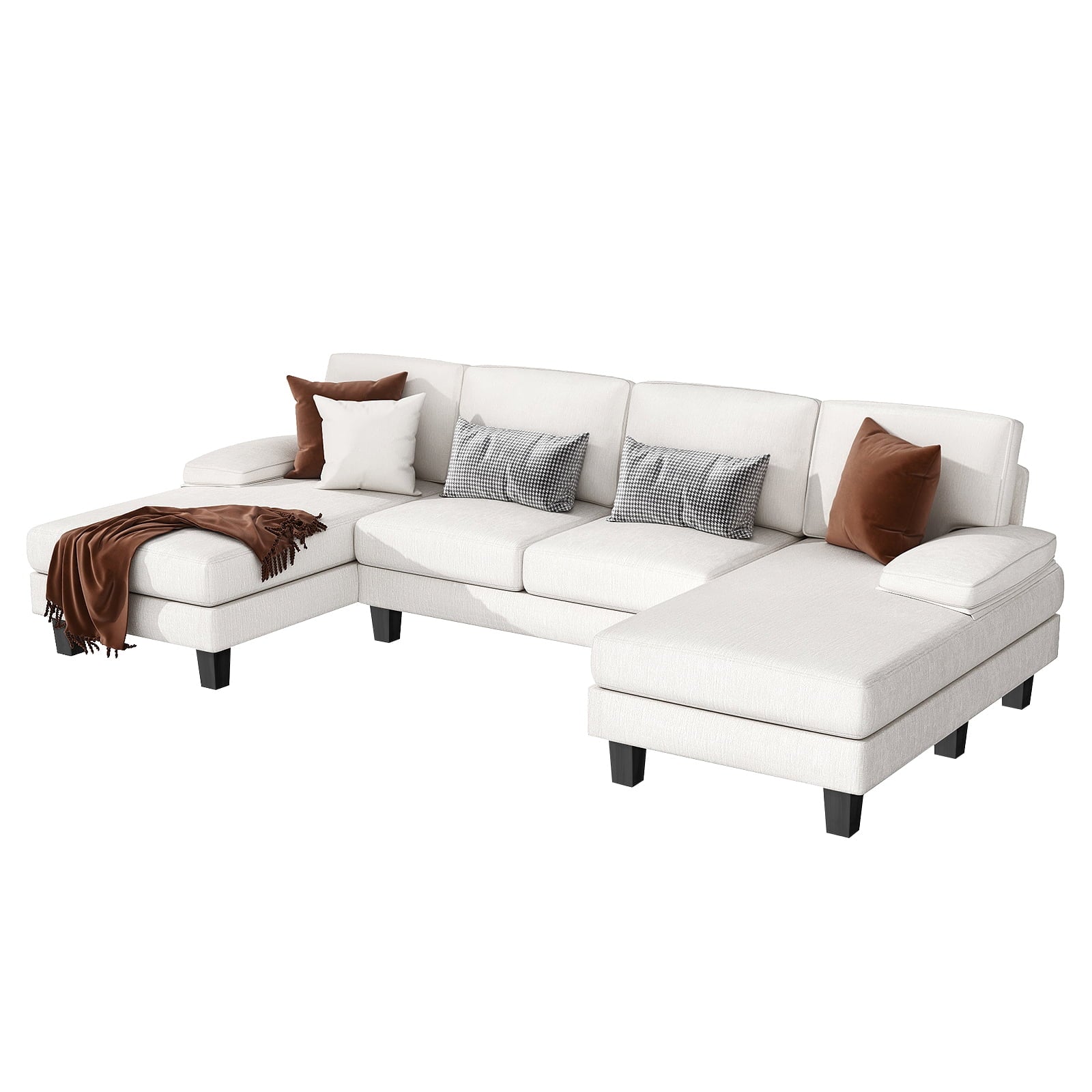 Furmax Chenille U Shaped Sectional Sofa, Gray