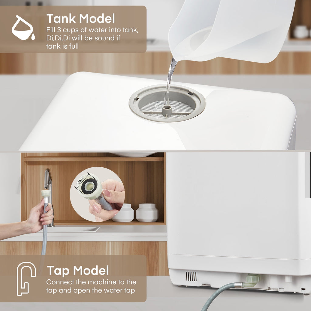 Countertop Dishwasher with Timeing Function, 6 Programs, 360°Dual Spray, 167℉ High-Temp, Mini Portable Dishwasher for Home,Apartments,RVs