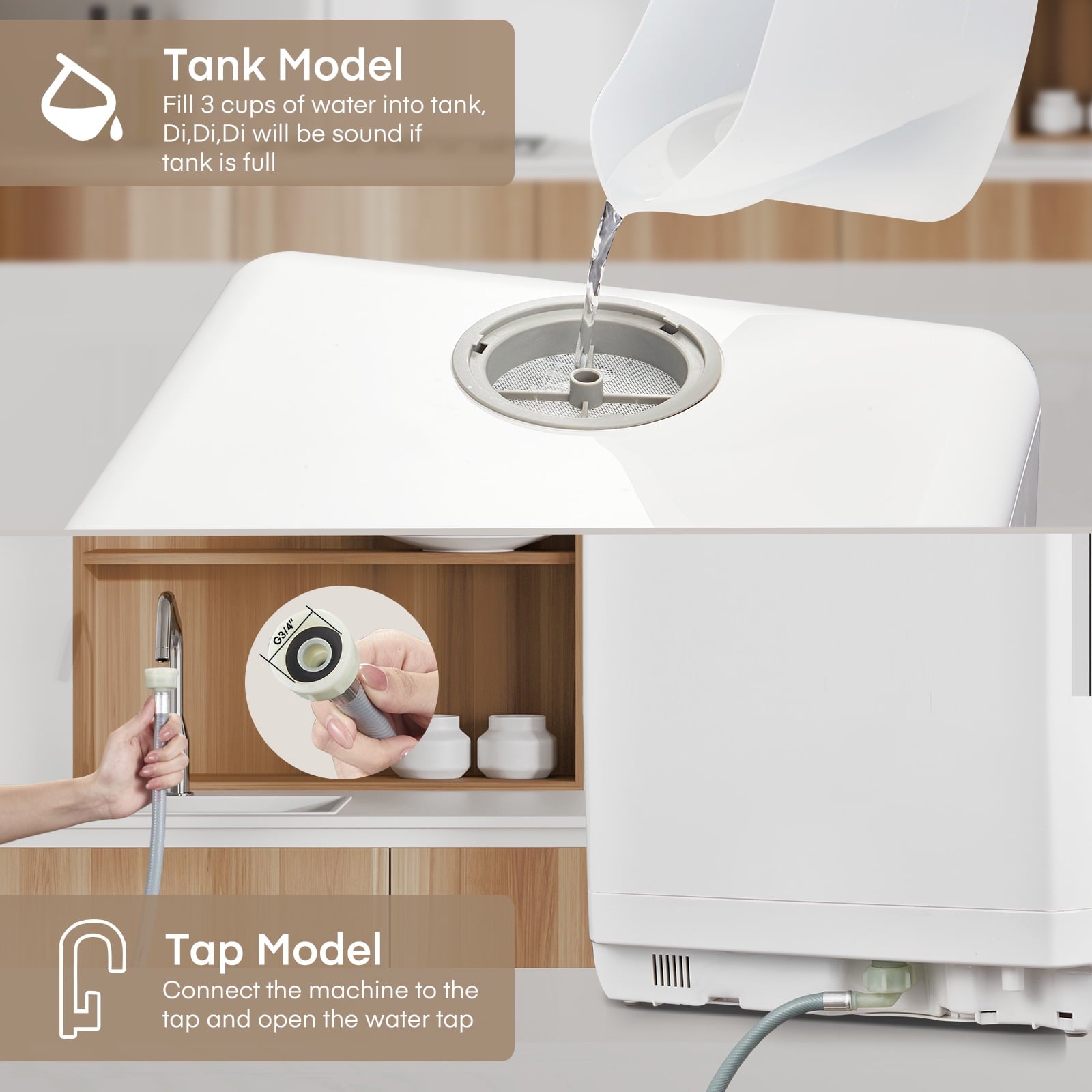 Countertop Dishwasher with Timeing Function, 6 Programs, 360°Dual Spray, 167℉ High-Temp, Mini Portable Dishwasher for Home,Apartments,RVs