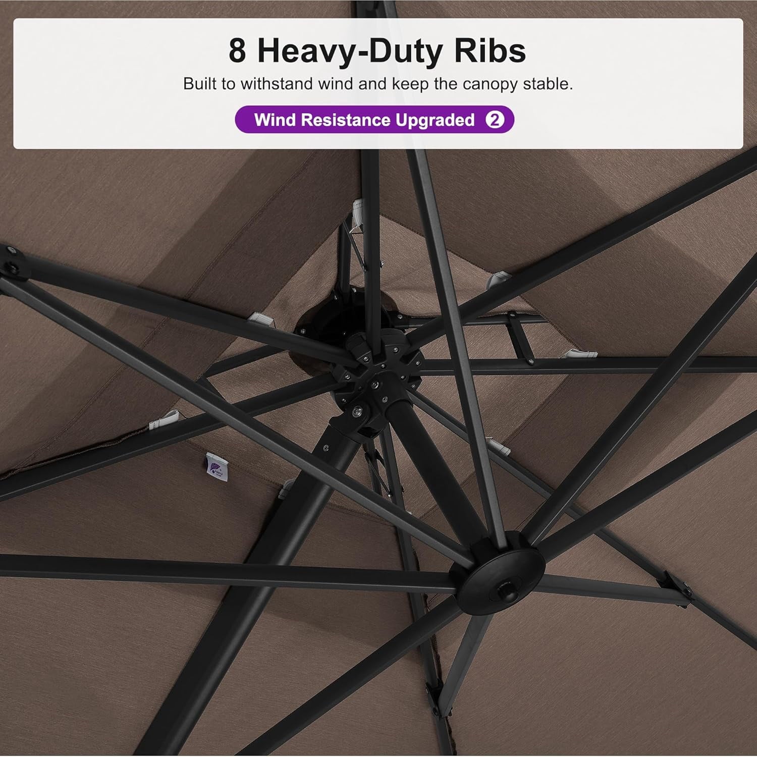 PURPLE LEAF Cantilever Umbrellas 12FT Square Large Patio Umbrella Offset Umbrella with 360°Rotation Tilting And Hanging Double Top, Grey