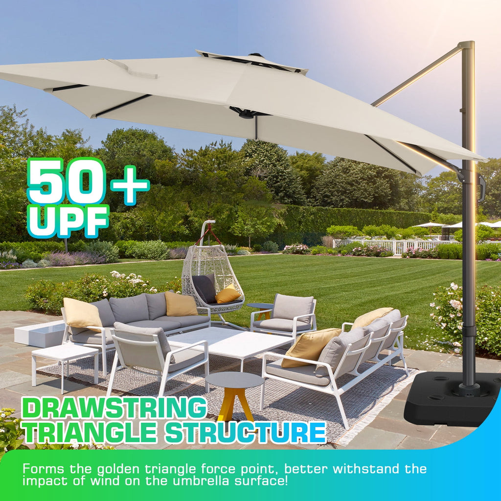 COBIZI 10x10 Offset Hanging Market Patio Umbrella with Easy Tilt Adjustment, Double Roof Cantilever Umbrella Aluminum Umbrella with 360-degree Rotation for Garden Deck Pool Patio, Gray