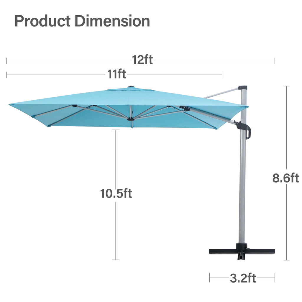 LAUSAINT HOME Outdoor Patio Umbrella, 10 Feet Large Cantilever Windproof Offset Umbrella with 360-degree Rotation for Backyard,Pool,Lawn,Deck,Gray