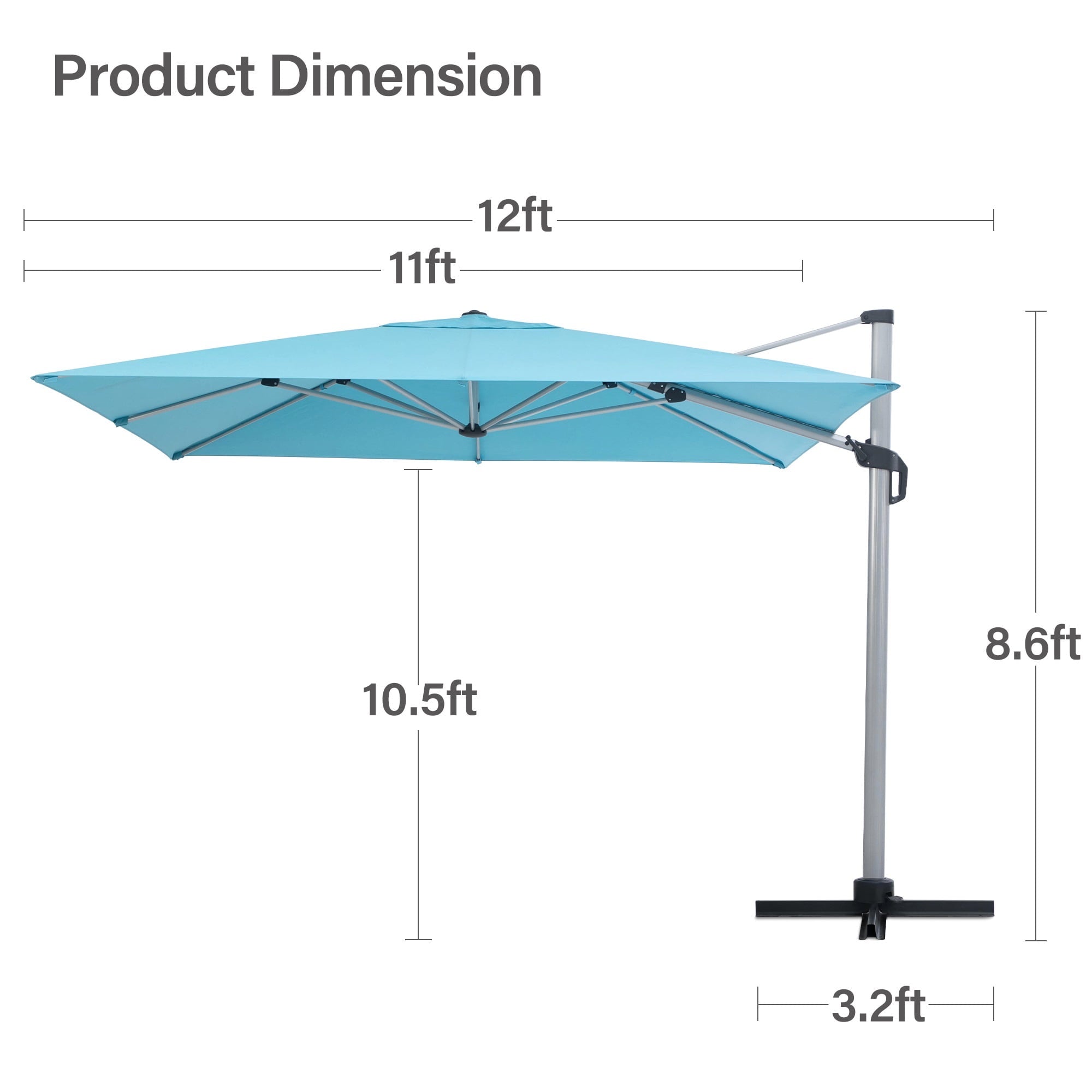LAUSAINT HOME Outdoor Patio Umbrella, 10 Feet Large Cantilever Windproof Offset Umbrella with 360-degree Rotation for Backyard,Pool,Lawn,Deck,Gray