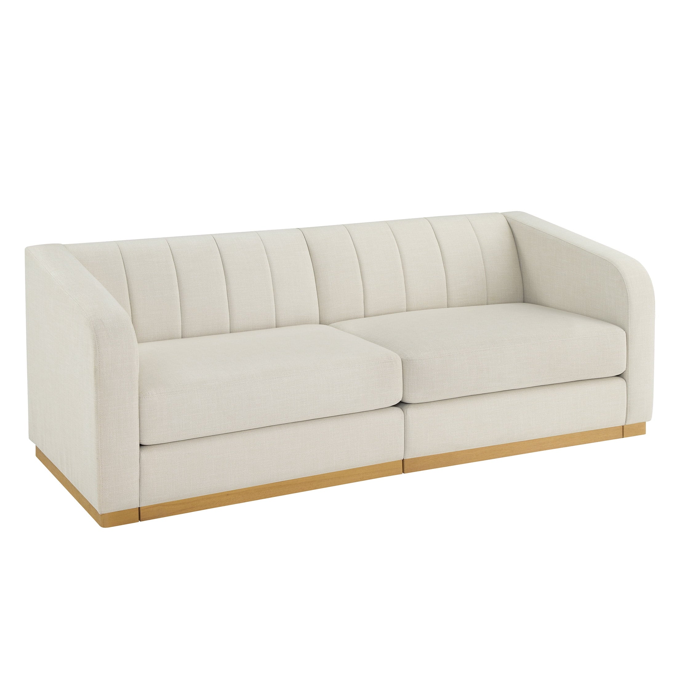 Better Homes & Gardens Lillian Channel Tufted Sofa 83.5 Cream Linen