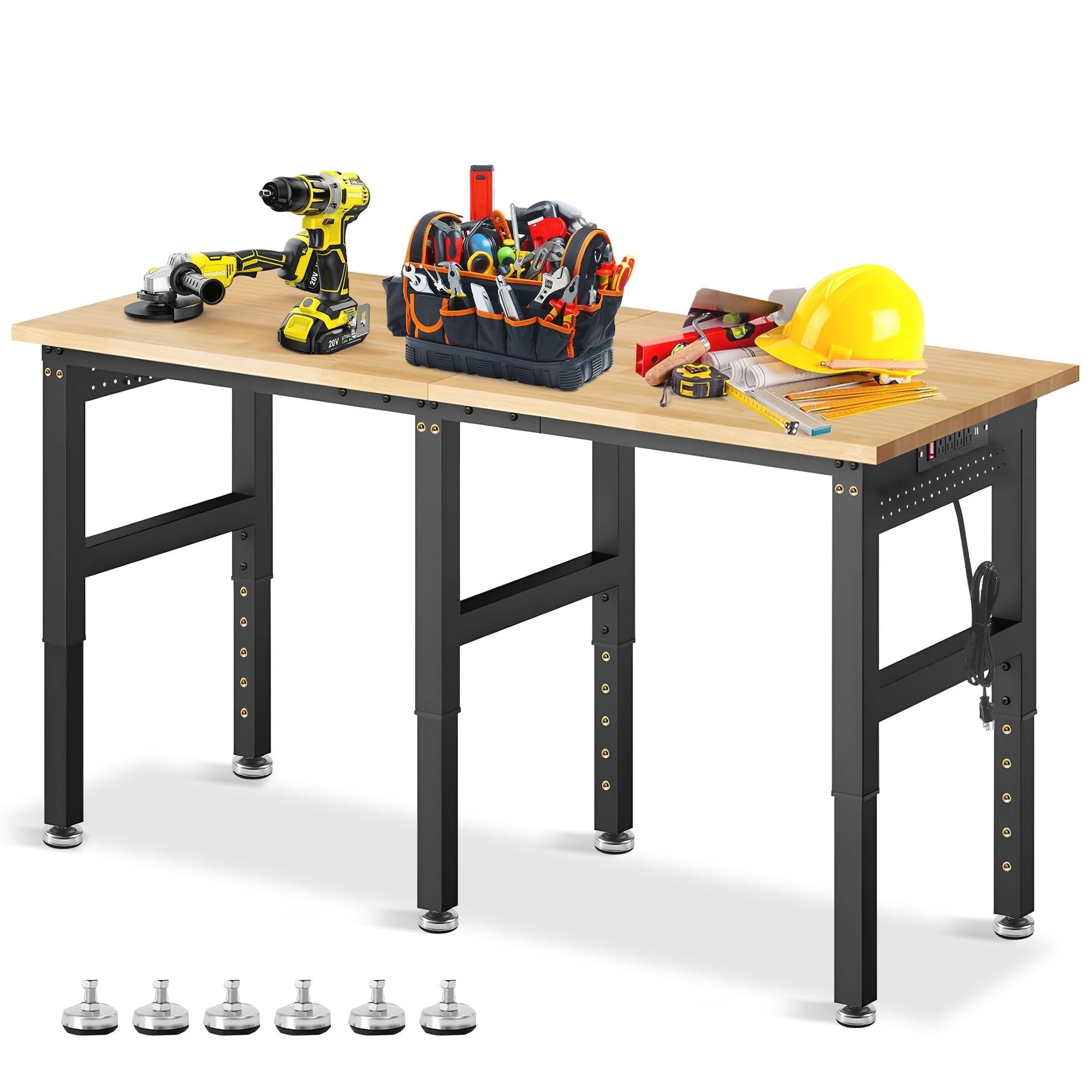MUWOOD 96x24 Large Workbench with Power Outlets, 5000 LBS Load Capacity Work Benches for Garage, Workshop, Office, Home, Woodworking