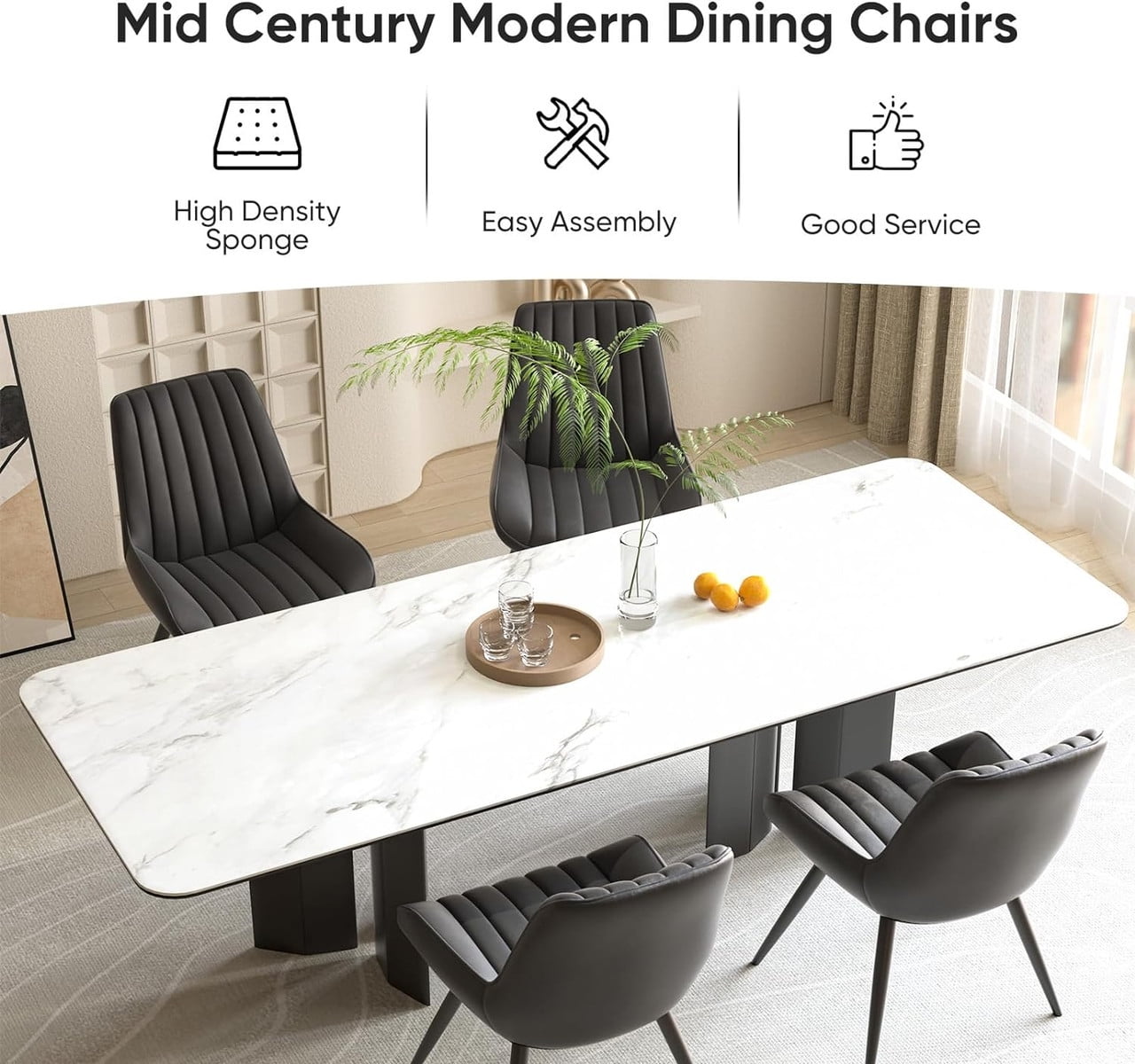 Hawsaiy 3-Piece Dining Table Set for 2, 31.5 Round Dining Table Set with 2 Upholstered Dining Chairs, Modern Farmhouse Table Set for Dining Room (Black+Black)