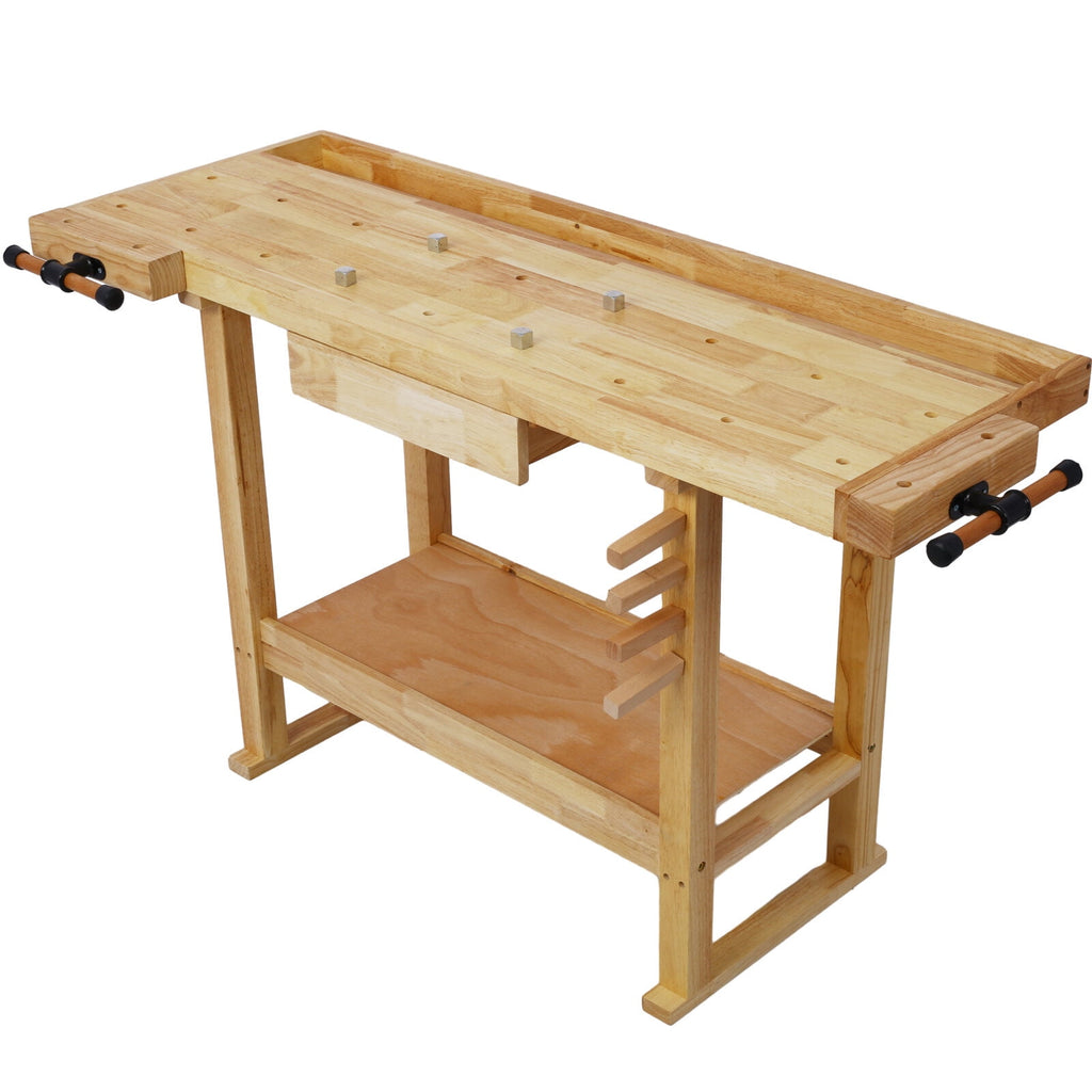 55-Inch Wood Workbench - Wooden Workbench for Garage Workshop and Home,
