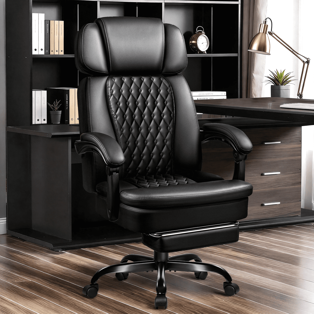 Waleaf Office Chair with Footrest,90-165°Reclining Ergonomic High Back Computer Desk Chair Lumbar Support for Home Office