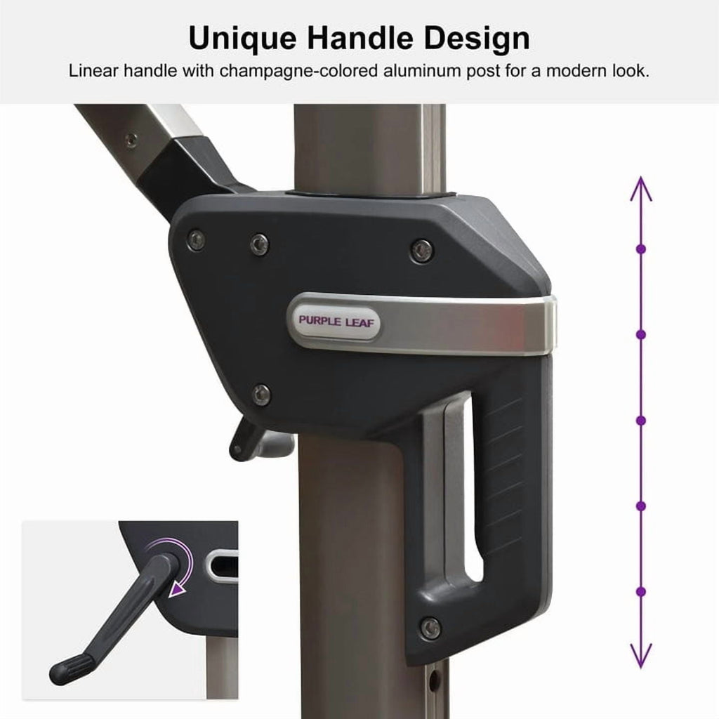PURPLE LEAF Patio Umbrella with Base Included, 10ft Outdoor Aluminum Cantilever Umbrella with 360° Rotation, Aluminum Large Offset Umbrella for Outdoor Garden Pool, Beige