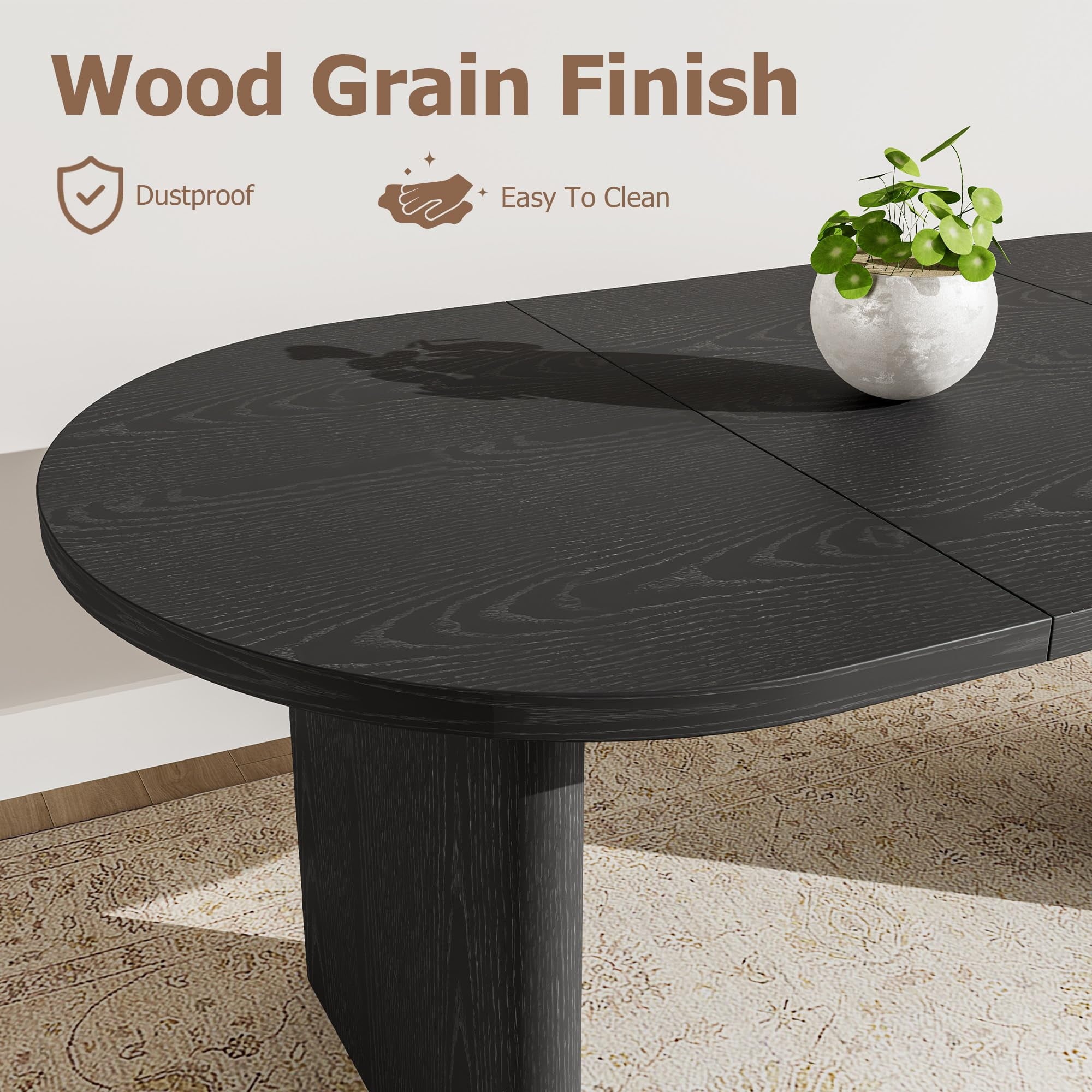 70.8 Inch Oval Farmhouse Dining Table for 6-8 People, Long Large Kitchen Table with Thick Sturdy Wooden Base-Natural