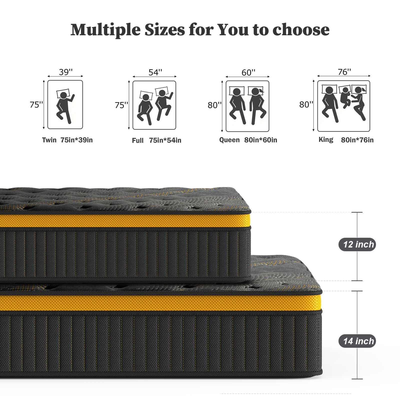 NISIEN QUEEN Size Mattress (Upgraded), 12 Inch Luxury Hybrid QUEEN Mattress in a Box, Cooling Gel Memory Foam & Pocket Springs, Medium Firm, Back Pain Relief, Extra Edge Support, 365-Night Trial