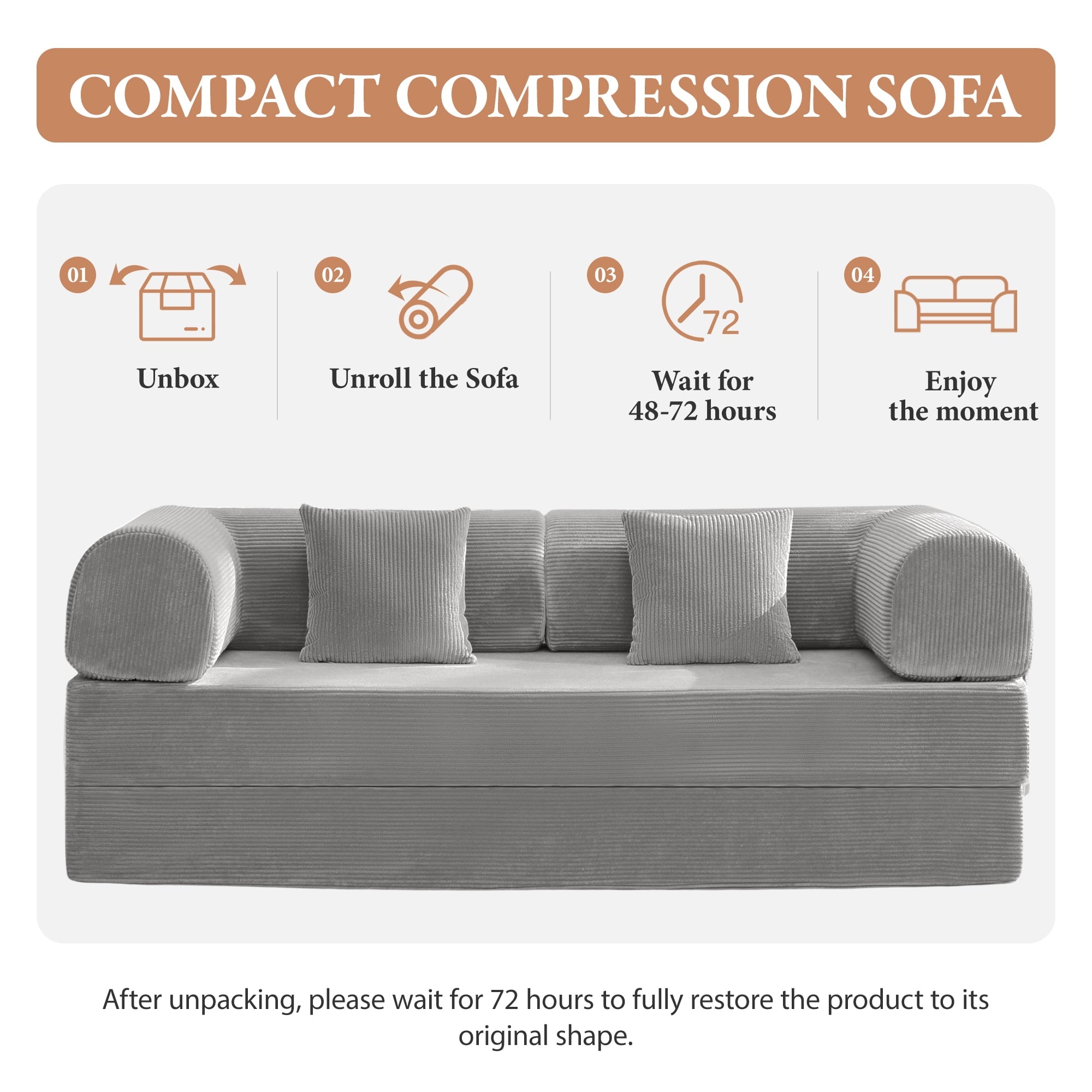 COOLHUT 63 W Combination Sofa, High Rebound Density Foam Sofa Couch, Two Forms Floor Couch Three Seats Sofa Bed for Living Room, Bedroom, Green