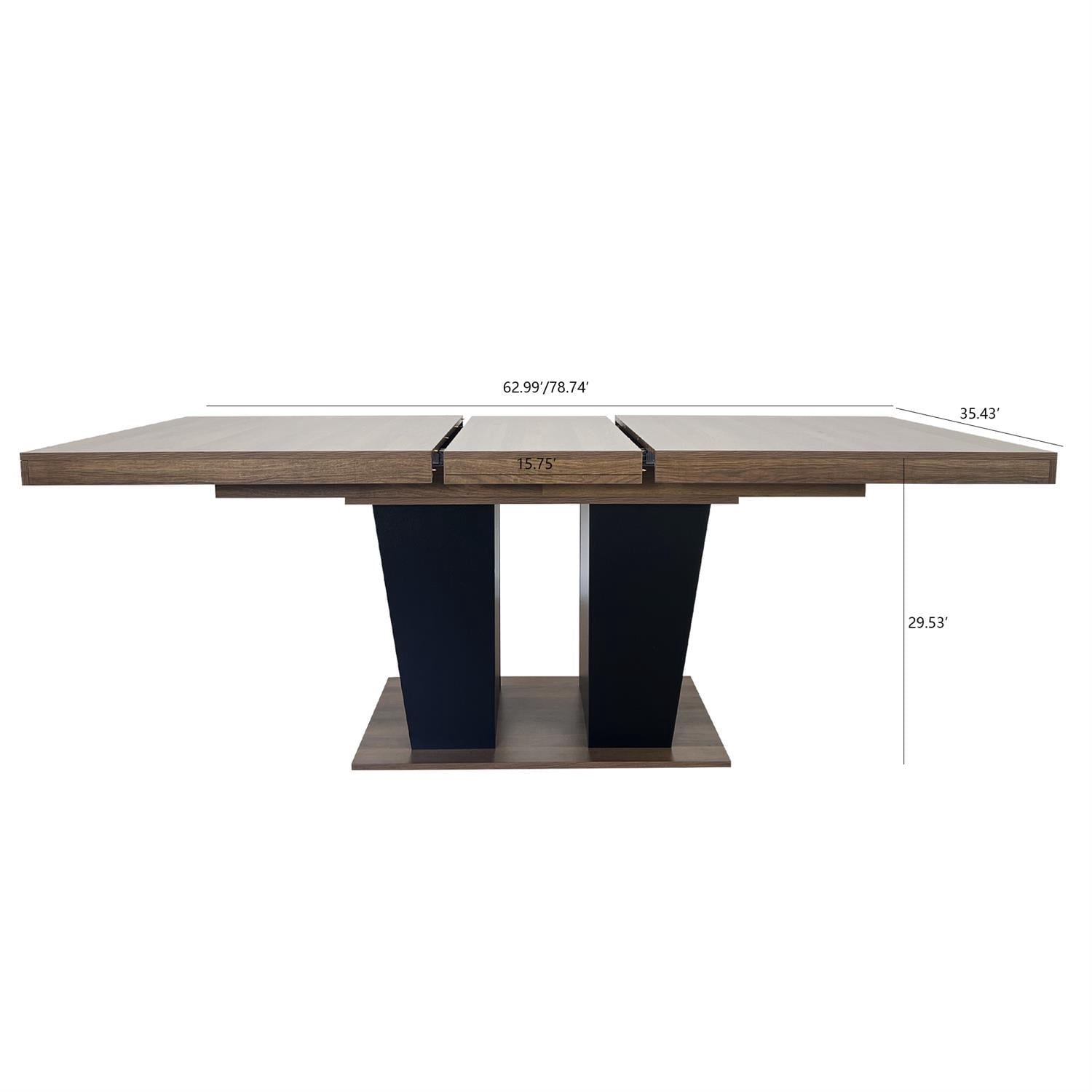 Spaco 78 Expandable Dining Table for 4-10 People with Double Sturdy Pedestal Base, Modern Rectangle Dining Table for Kitchen, Dining Room, Black