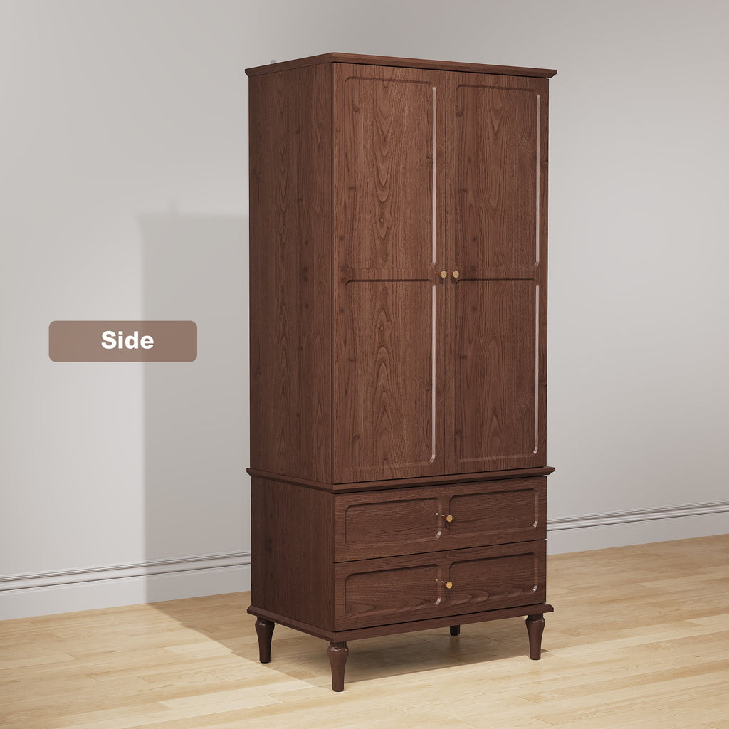 HLR 71 Tall Modern Wood Armoire Wardrobe Closet, Freestanding Cabinet with Hanging Rod for Bedroom, Brown
