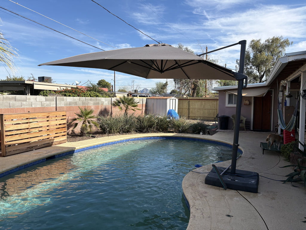 PURPLE LEAF 10' X 13' Rectangle Cantilever Umbrella with Base Outdoor Large Aluminum Patio Umbrella with 3-Year Fade Resistance Recycled Fabric and 360-degree Rotation for Deck Pool, Graphite Grey